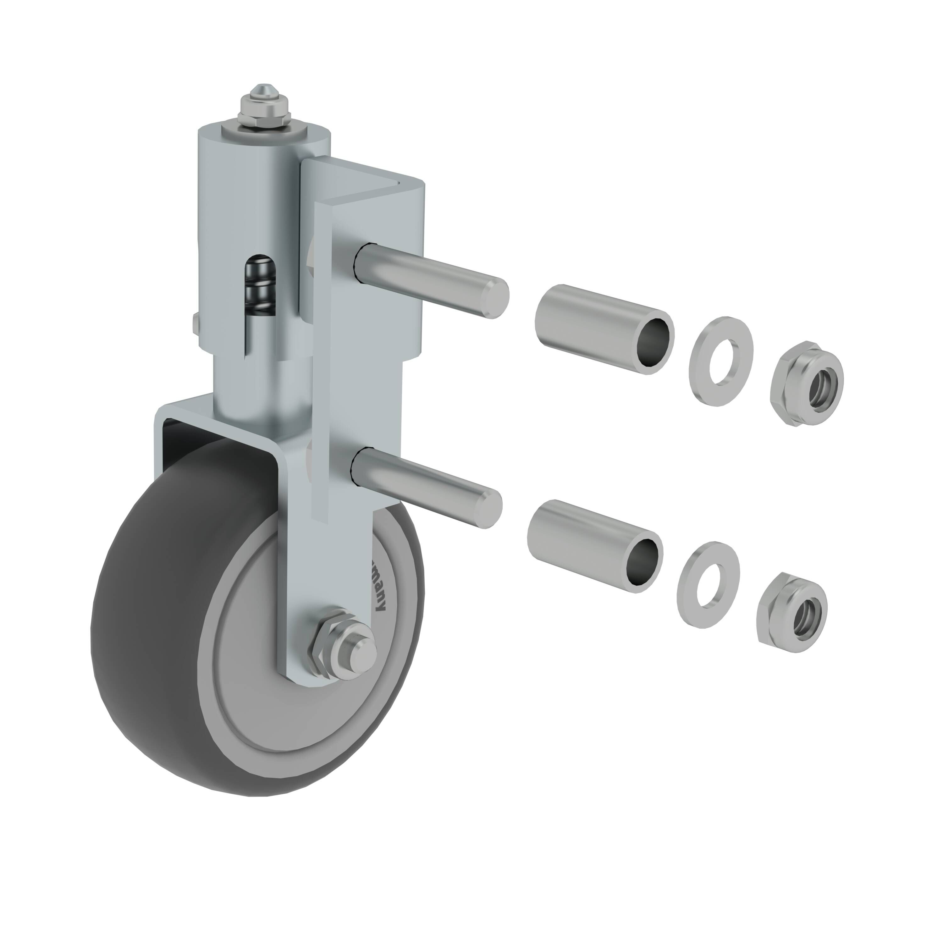 Federrolle für Stufenleiter Feder-Lenkrolle rechts Ø 80 mm