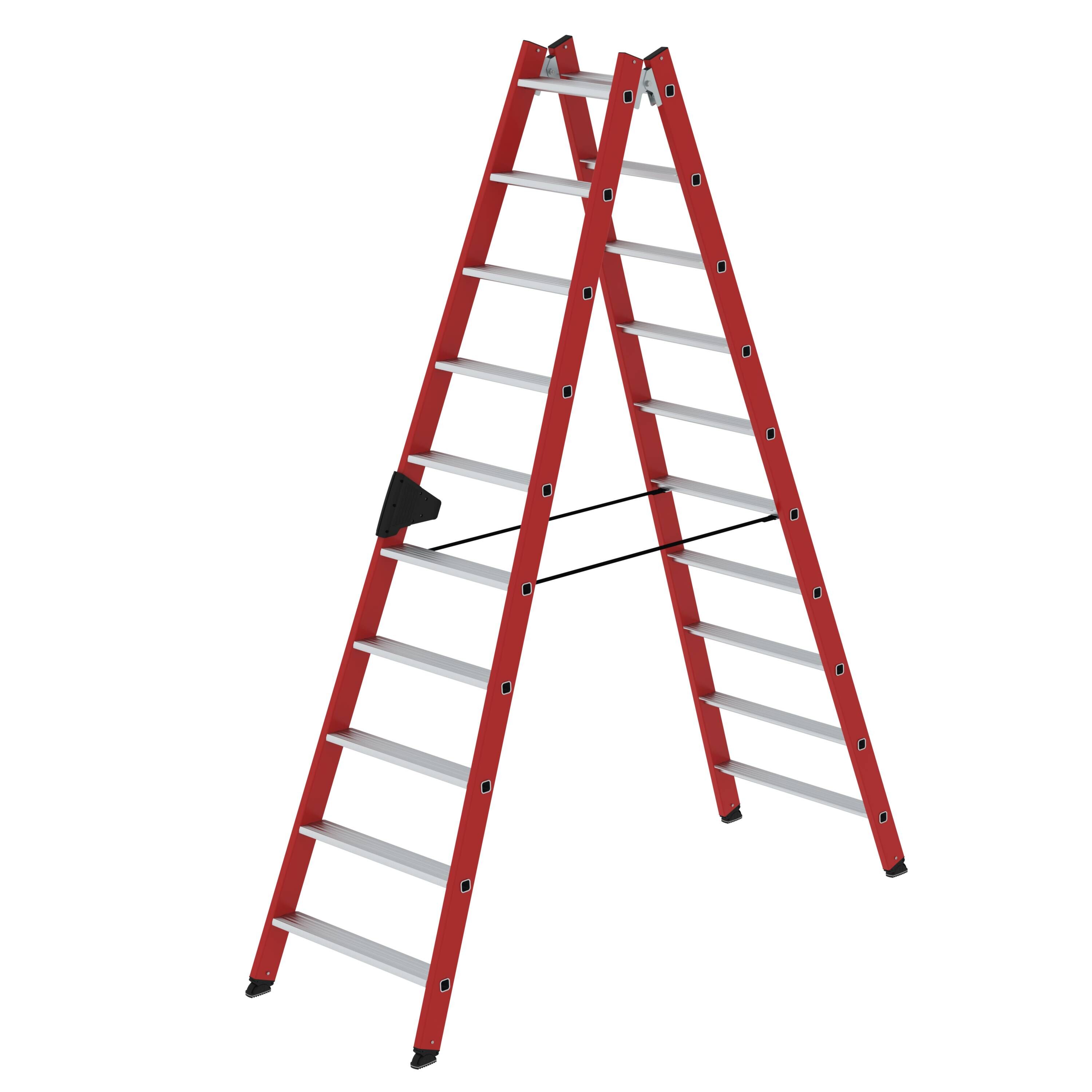 Stufen-Stehleiter beidseitig begehbar GFK / Alu 2x10 Stufen