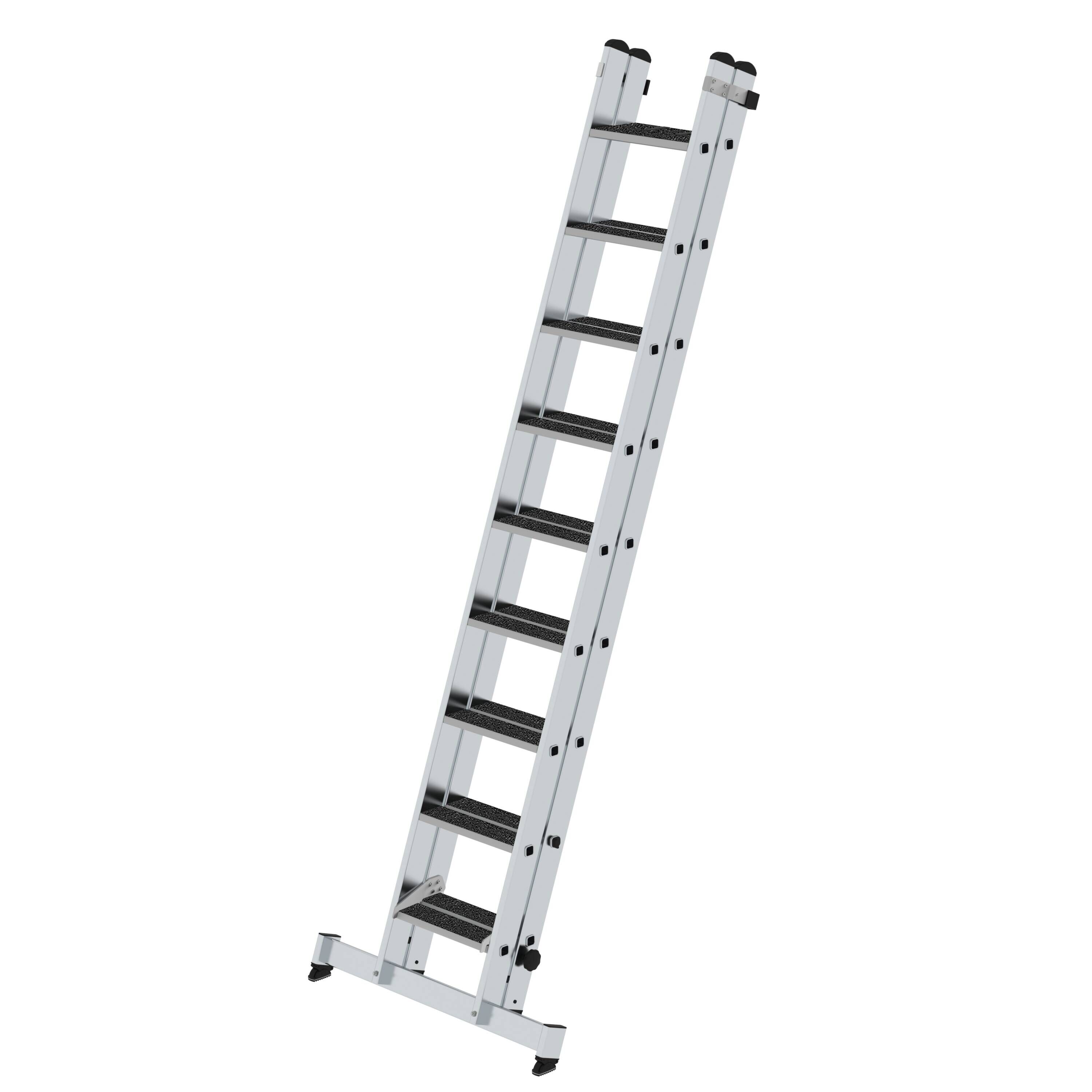 Stufen-Schiebeleiter 2-teilig mit nivello-Traverse und clip-step R13 2x9