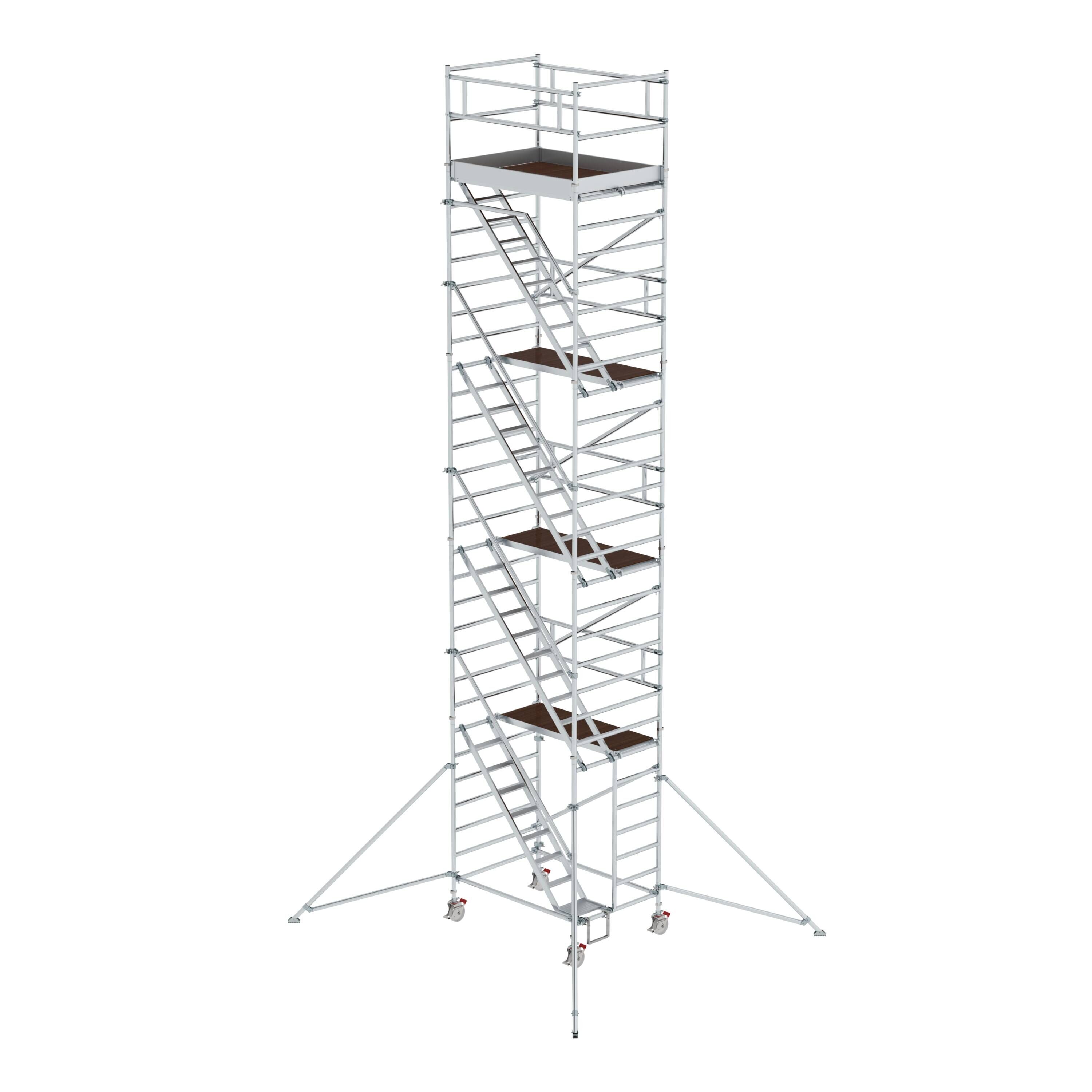 Rollgerüst 1,35 x 1,80 m mit Schrägaufstiegen & Ausleger Plattformhöhe 8,35 m