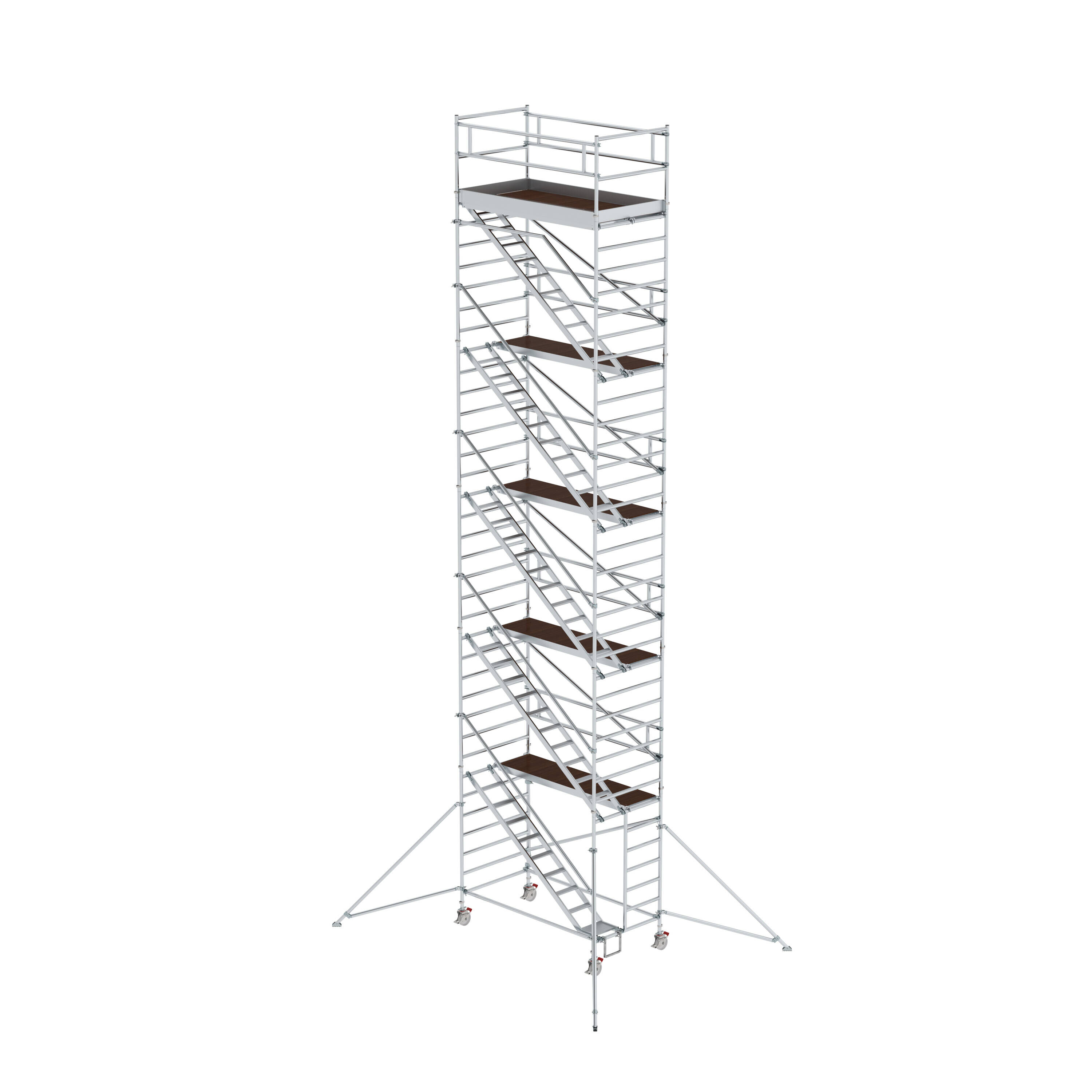 Rollgerüst 1,35 x 2,45 m mit Schrägaufstiegen & Ausleger Plattformhöhe 10,35 m