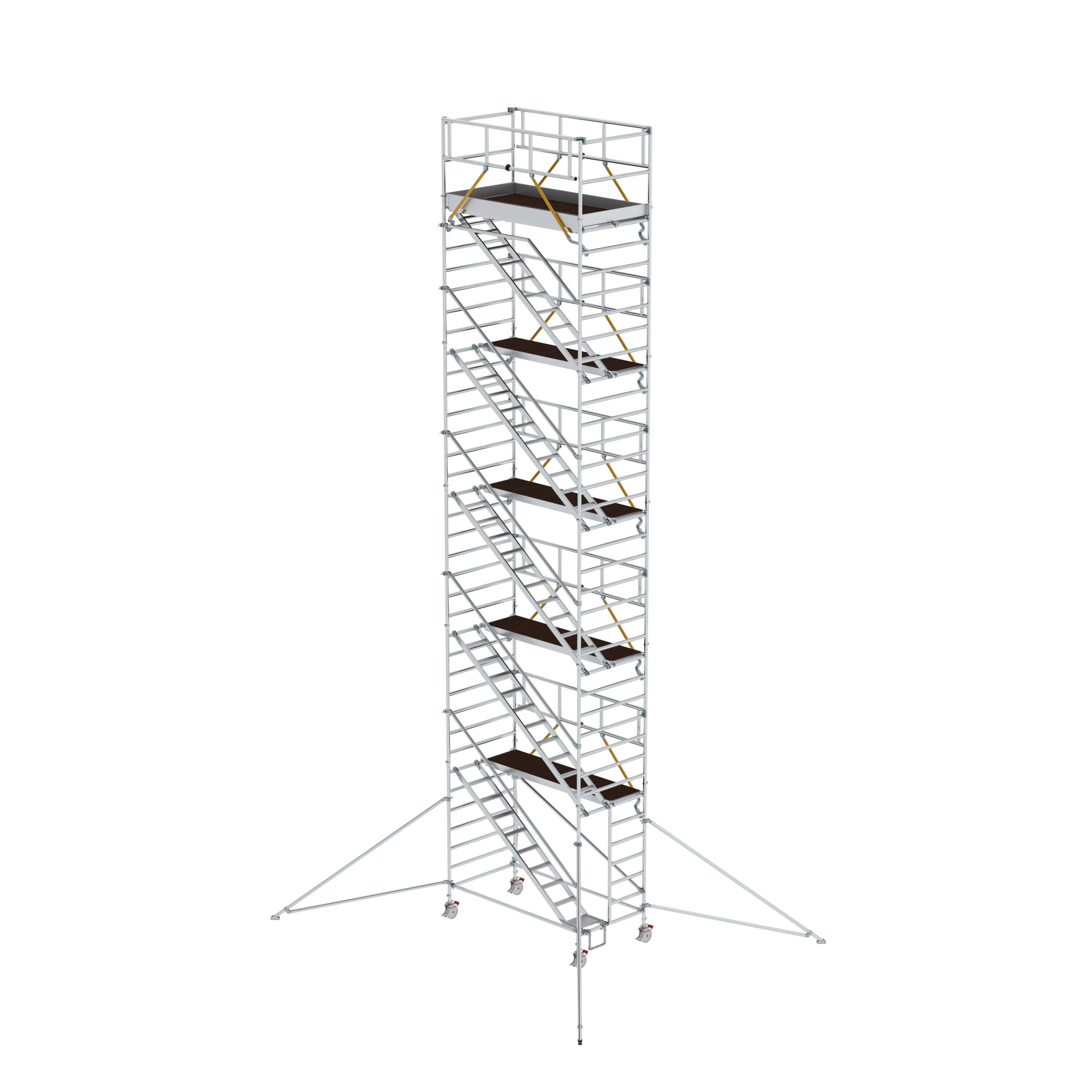 Rollgerüst SG 1,35 x 2,45 m mit Schrägaufstiegen & Ausleger Plattformhöhe 10,35 m