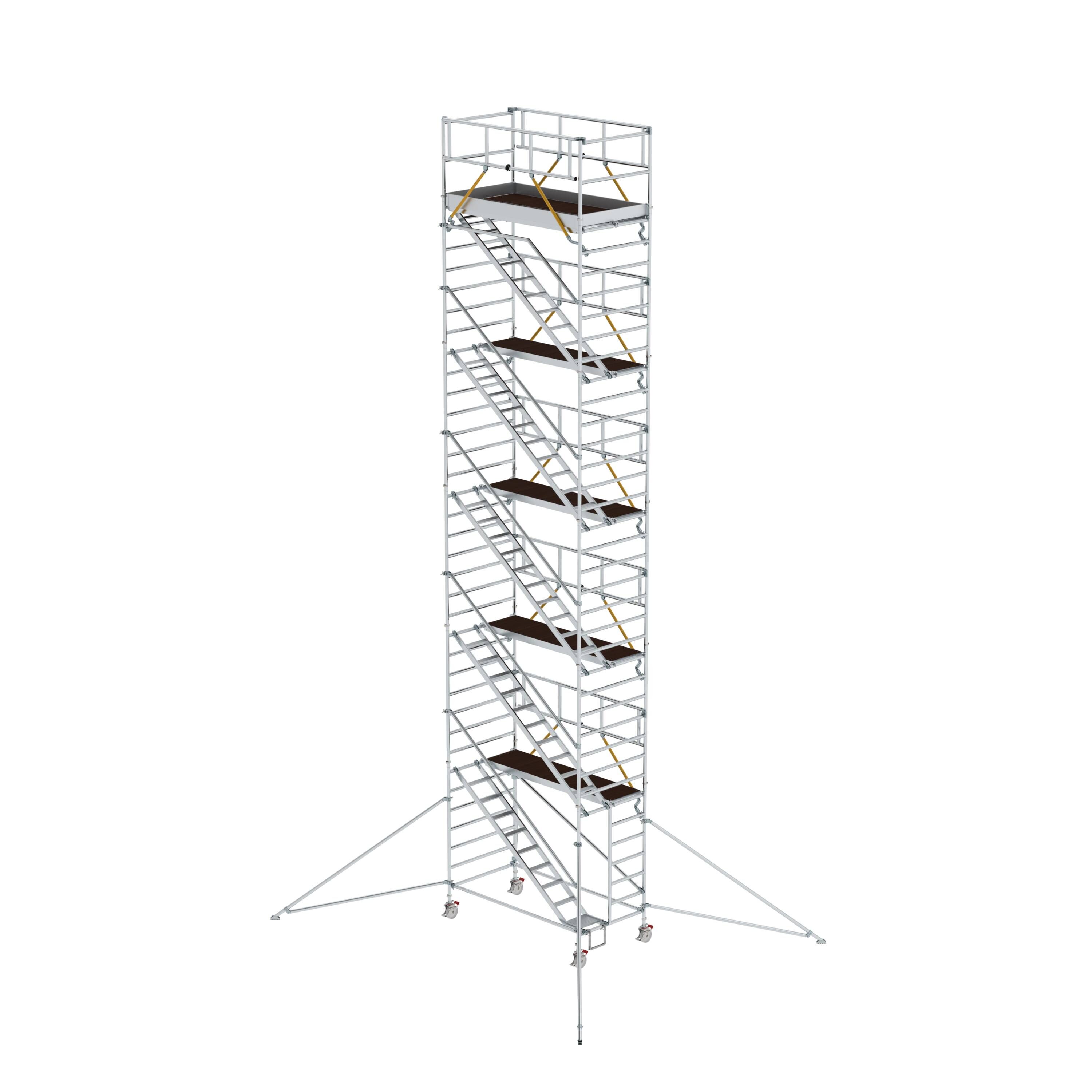 Rollgerüst SG 1,35 x 2,45 m mit Schrägaufstiegen & Ausleger Plattformhöhe 10,35 m