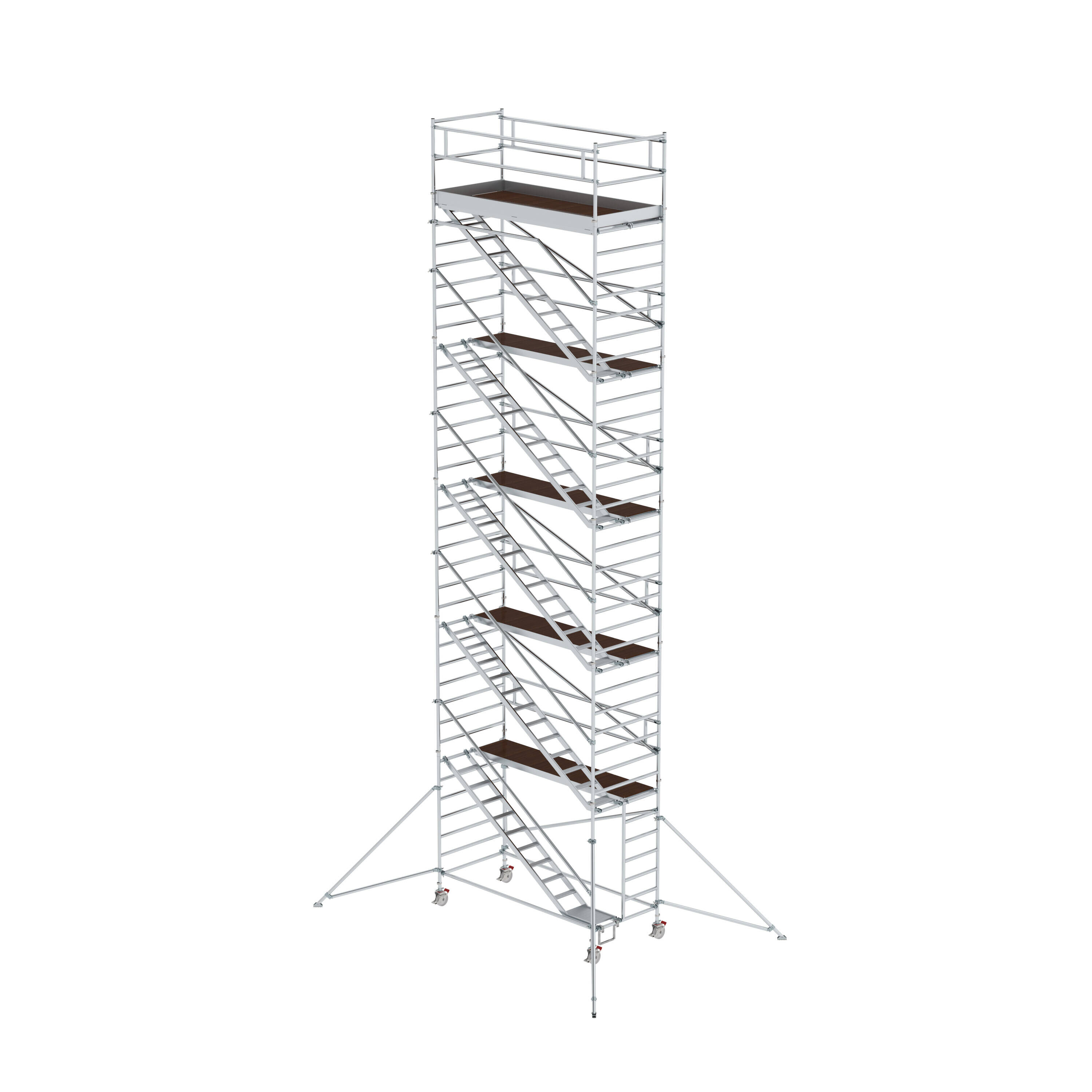 Rollgerüst 1,35 x 3,0 m mit Schrägaufstiegen & Ausleger Plattformhöhe 10,35 m