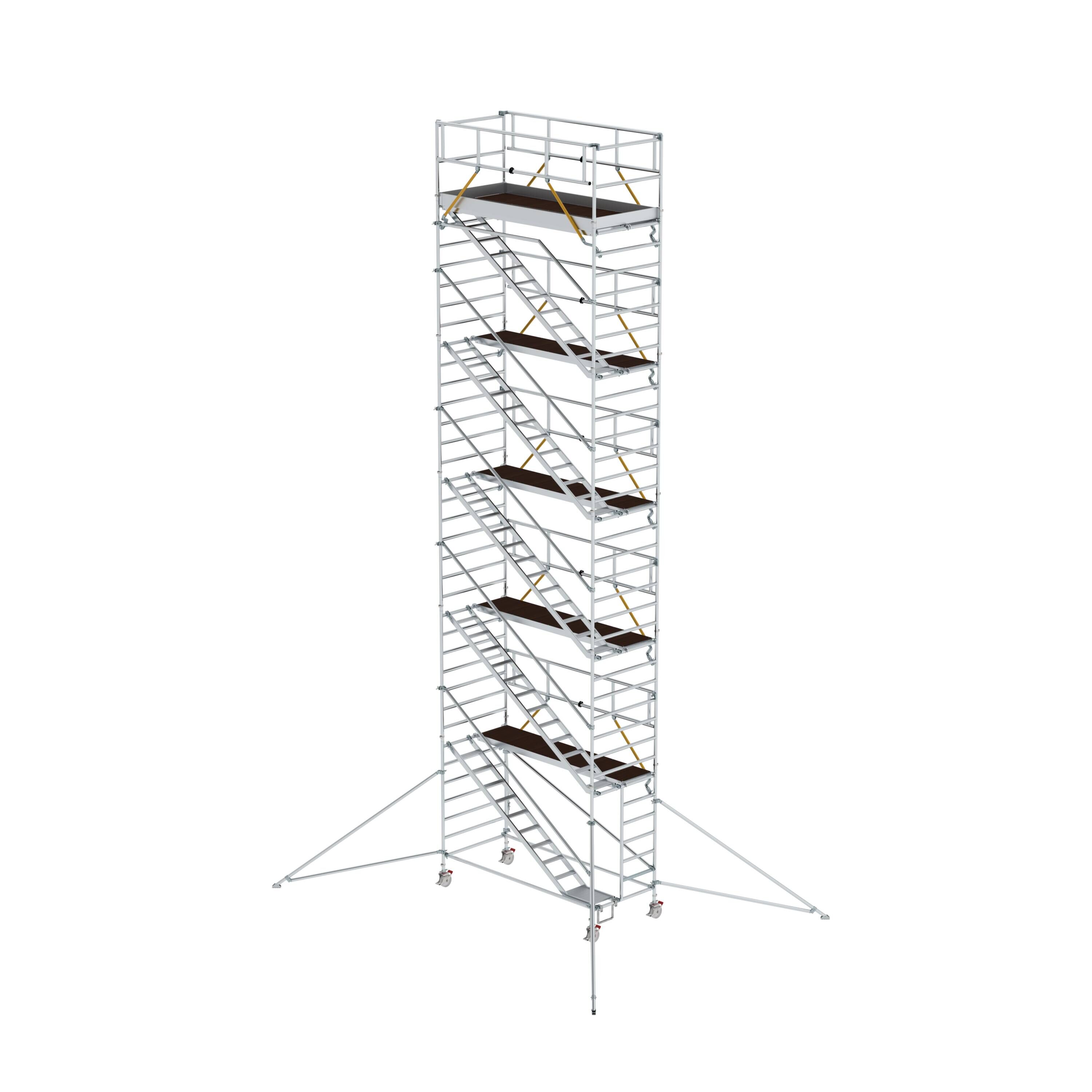 Rollgerüst SG 1,35 x 3,0 m mit Schrägaufstiegen & Ausleger Plattformhöhe 10,35 m