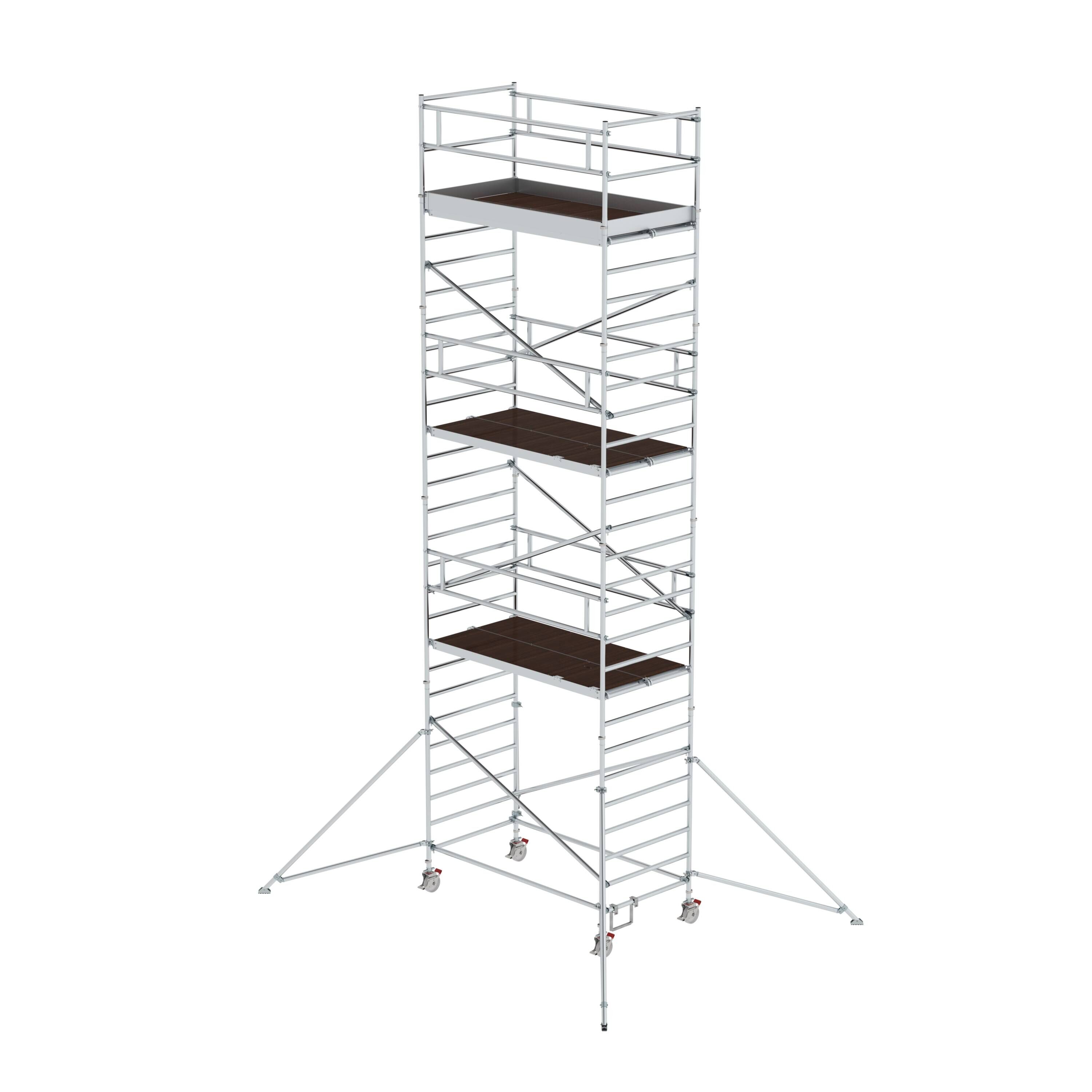 Rollgerüst 1,35 x 2,45 m mit Ausleger & Doppel-Plattform Plattformhöhe 7,35 m