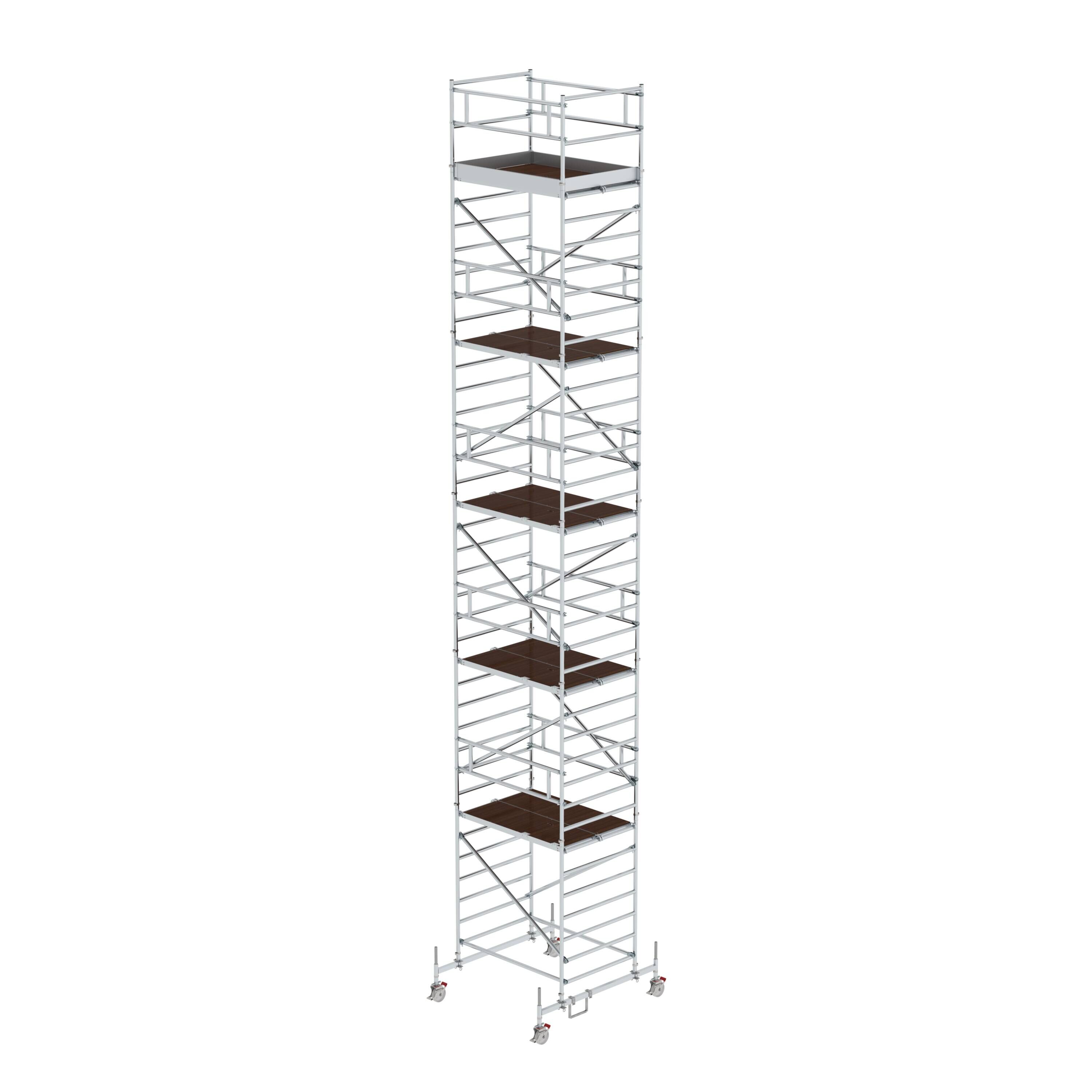 Rollgerüst 1,35 x 1,80 m mit Fahrbalken & Doppel-Plattform Plattformhöhe 10,45 m