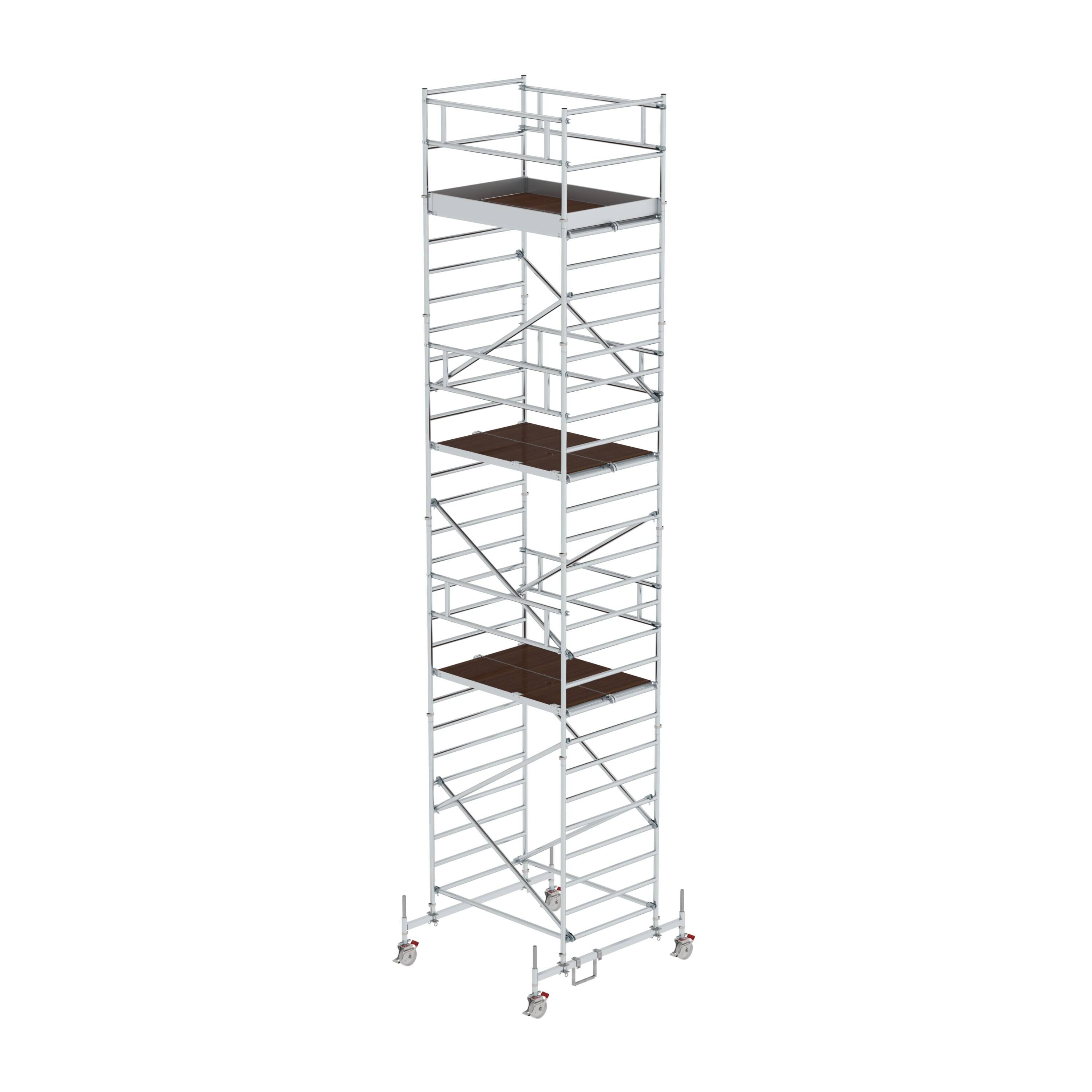 Rollgerüst 1,35 x 1,80 m mit Fahrbalken & Doppel-Plattform Plattformhöhe 7,45 m