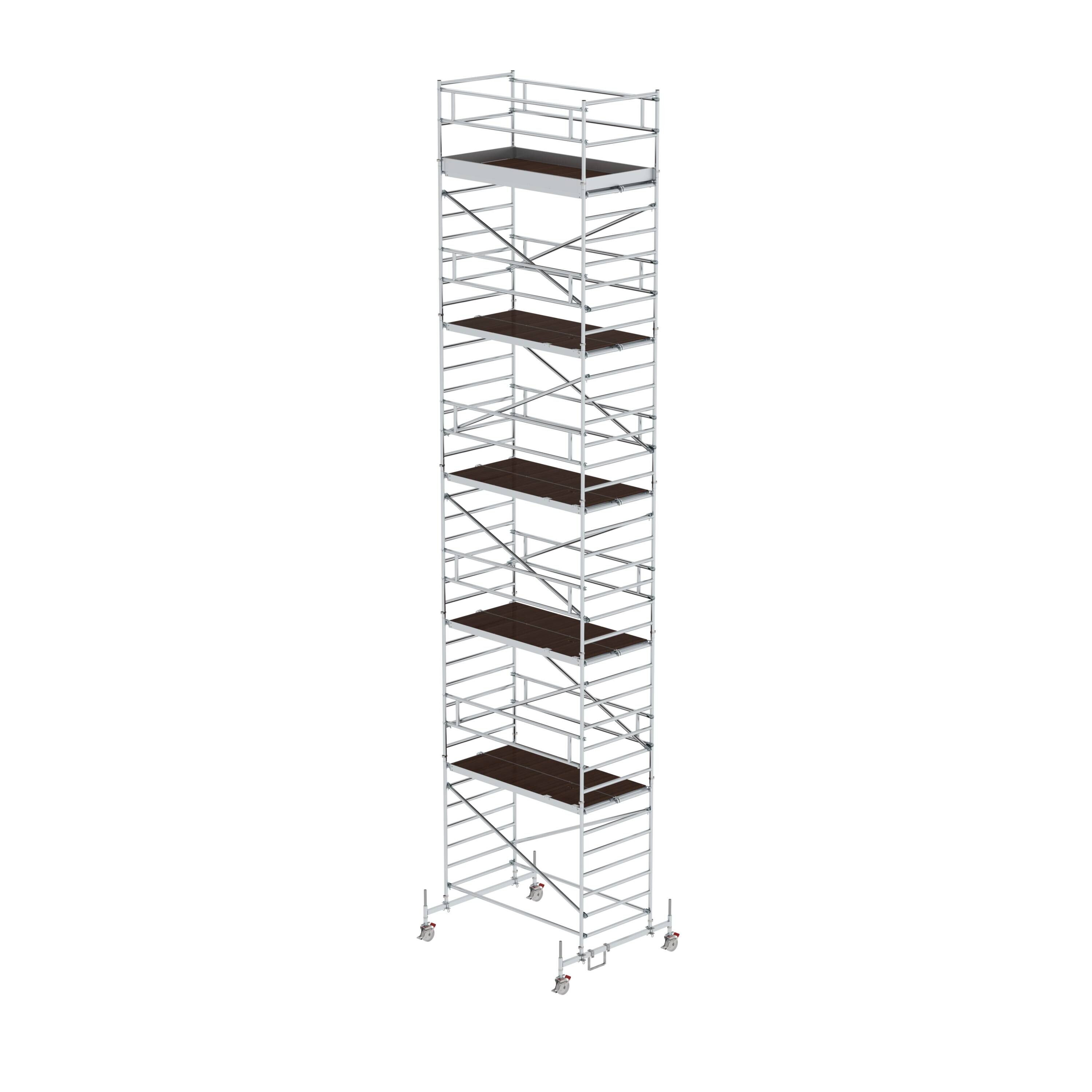 Rollgerüst 1,35 x 2,45 m mit Fahrbalken & Doppel-Plattform Plattformhöhe 10,45 m