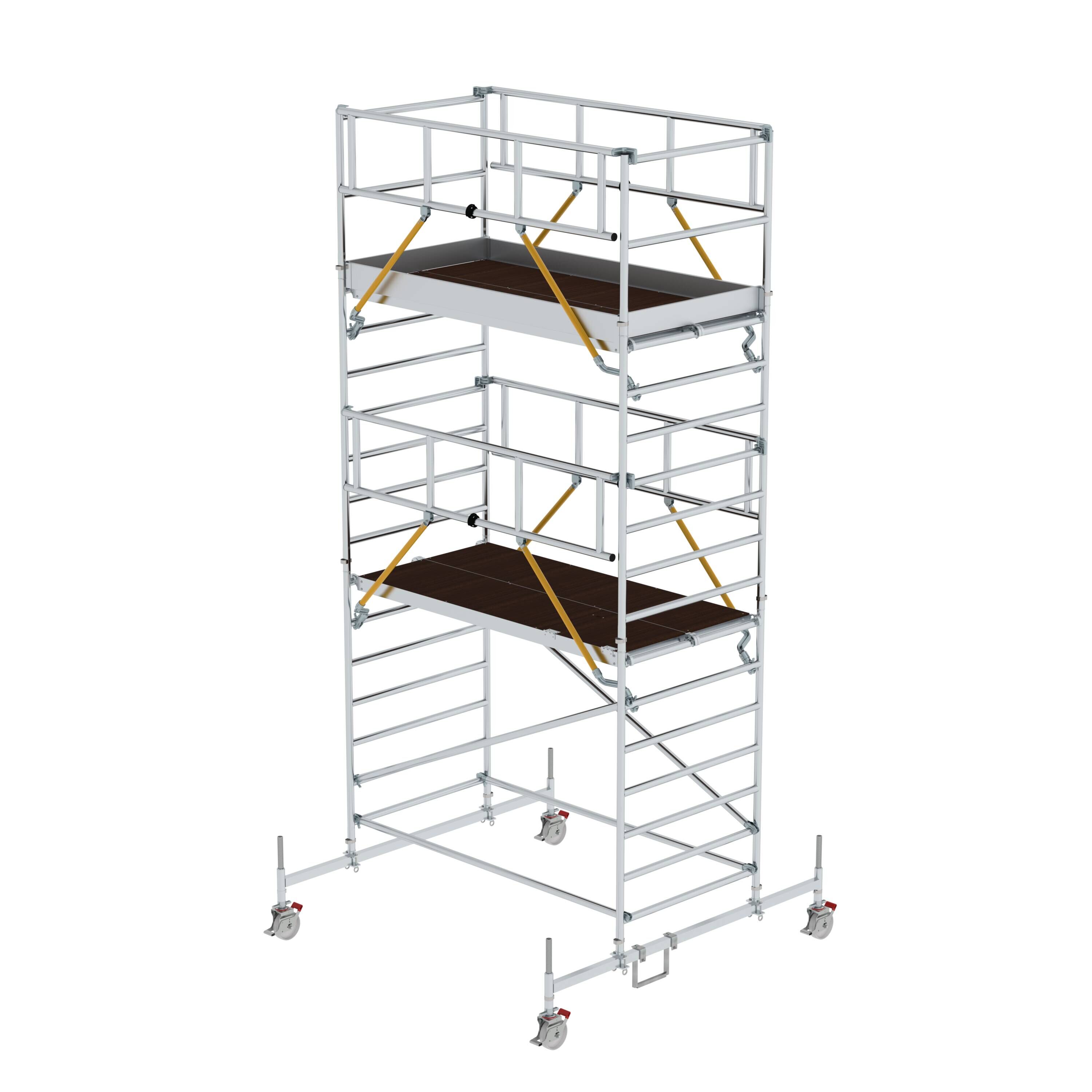 Rollgerüst SG 1,35 x 2,45 m mit Fahrbalken & Doppel-Plattform Plattformhöhe 4,66 m