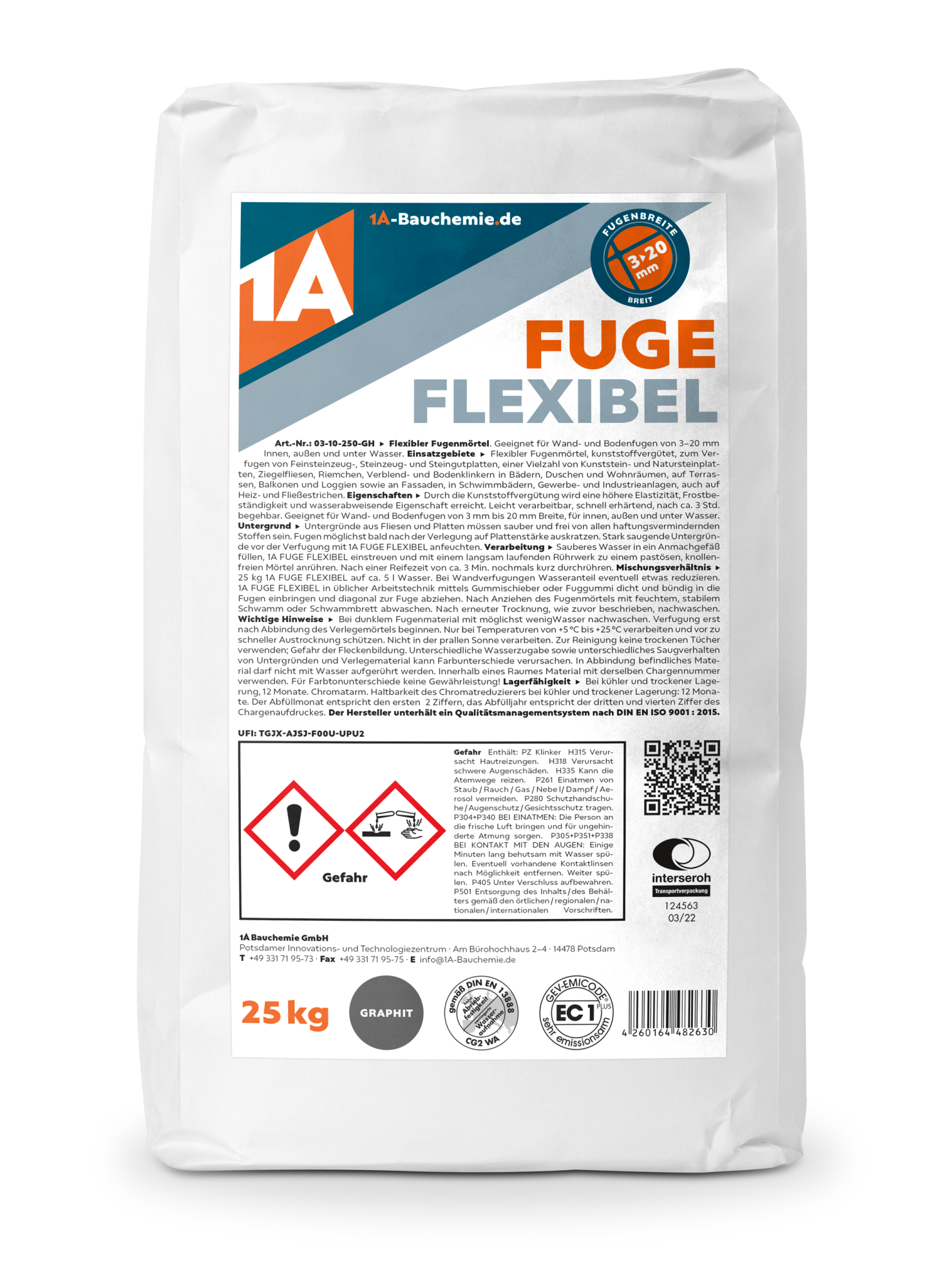 1A FUGE FLEXIBEL Graphit 25 kg