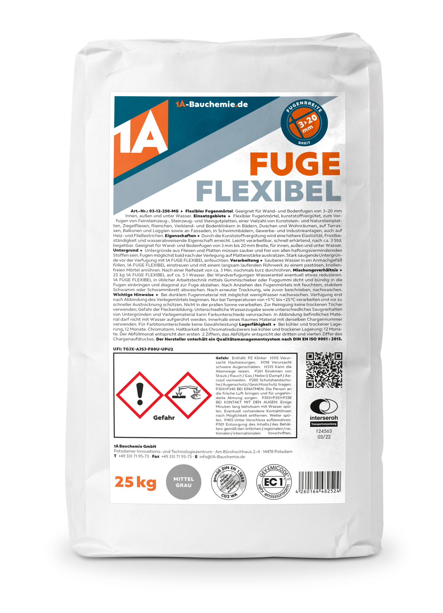 1A FUGE FLEXIBEL Mittelgrau 25 kg