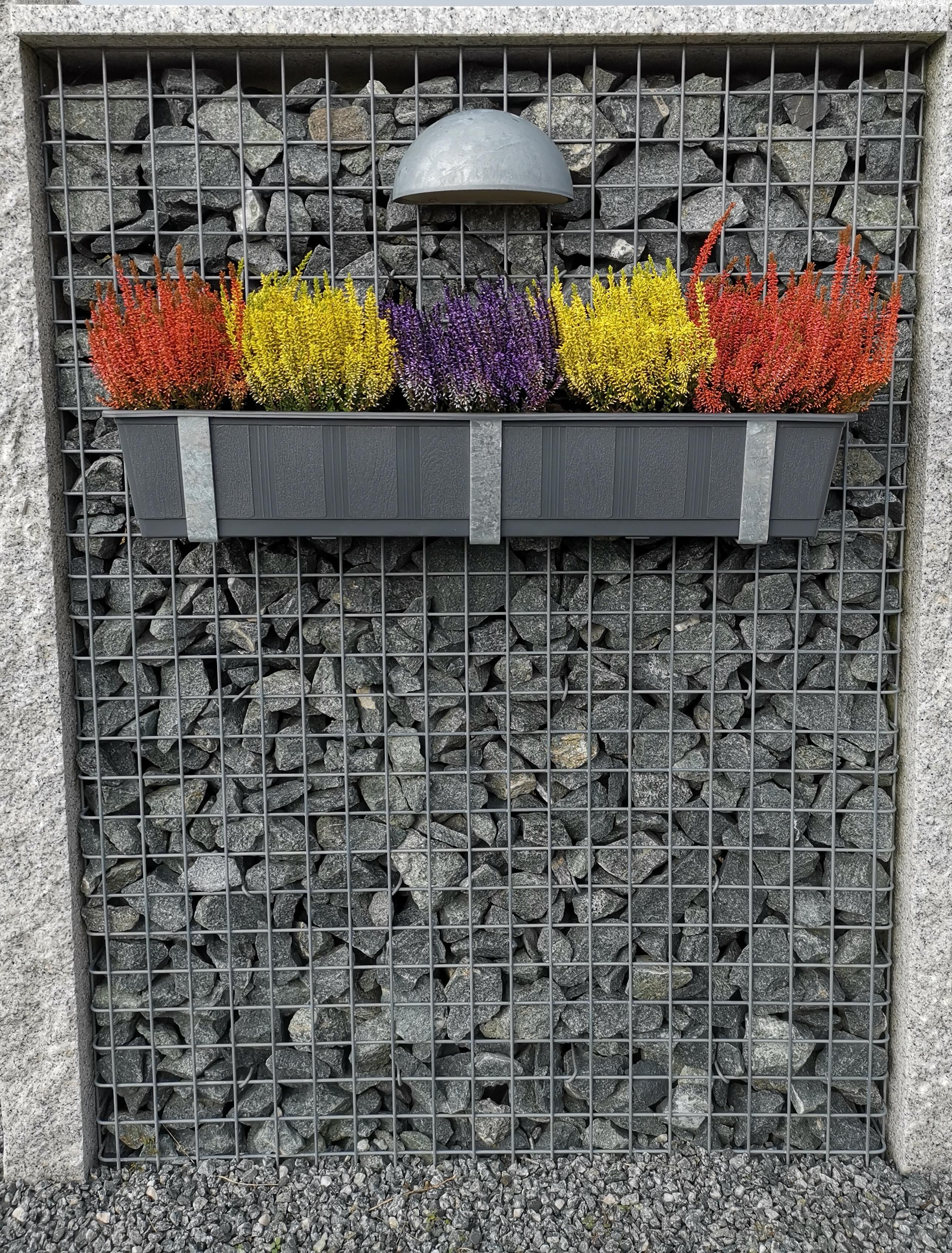 Blumenkastenhalter verzinkt im 3er Set inklusive Blumentopf, für Gabionen MW 5 x 5