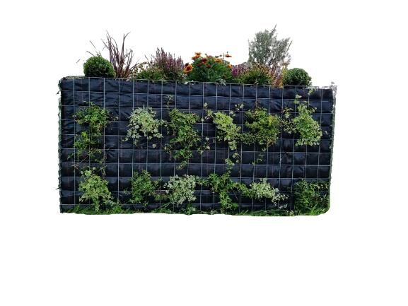 Begrünte Gabione mit Vlies 100 cm x 80 cm x 40 cm (L x H x T), Maschenweite 10 cm x 10 cm, Spirale