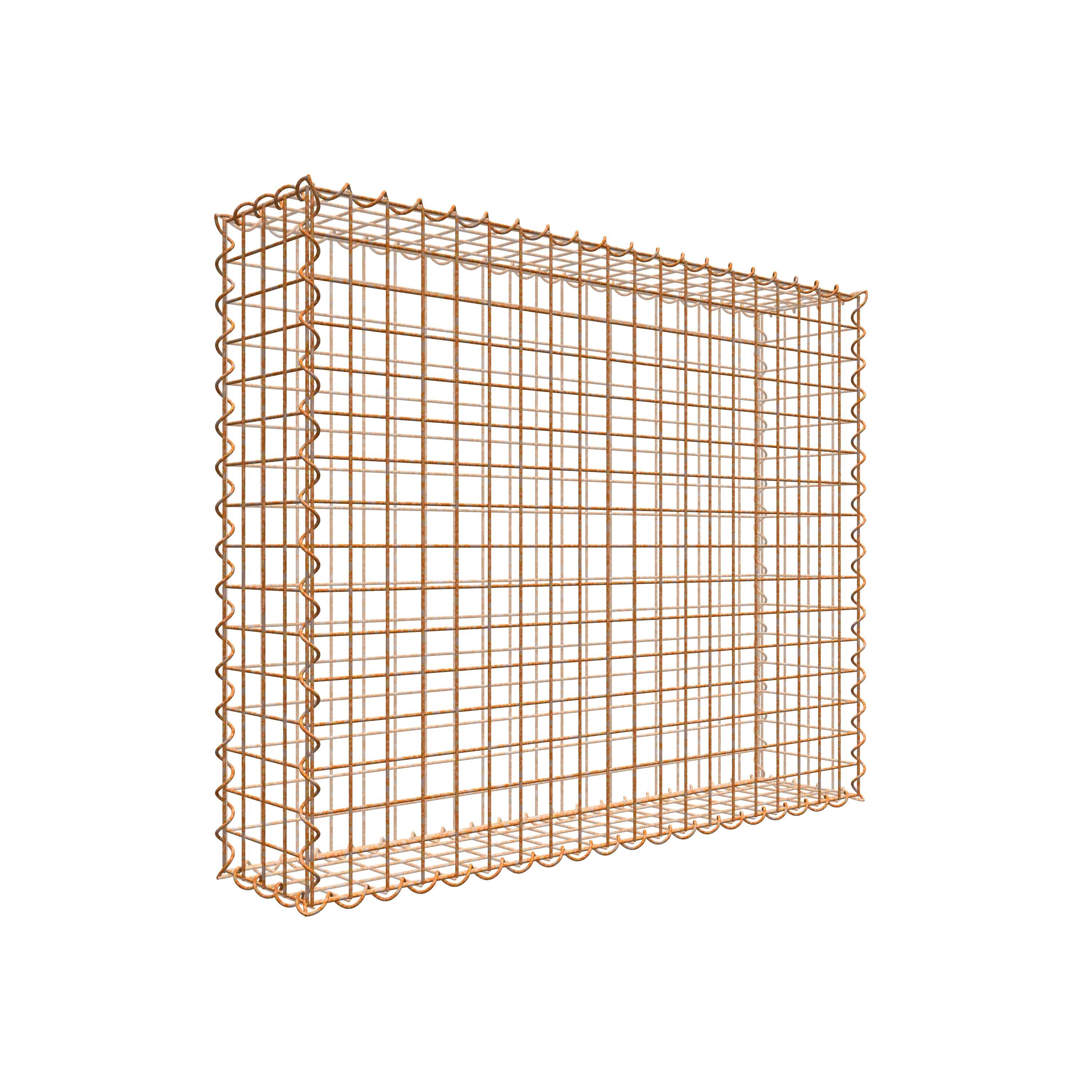 Rostige Gabione 100 cm x 80 cm x 20 cm (L x H x T), Maschenweite 5 cm x 5 cm, Spirale