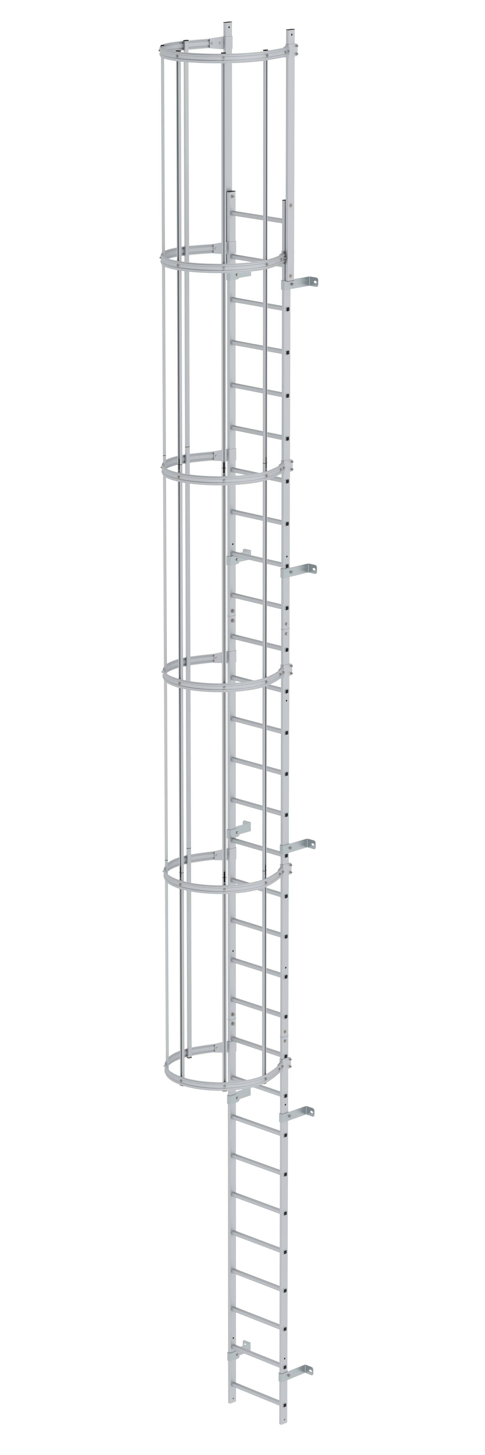 Einzügige Steigleiter mit Rückenschutz Aluminium eloxiert 9,60m