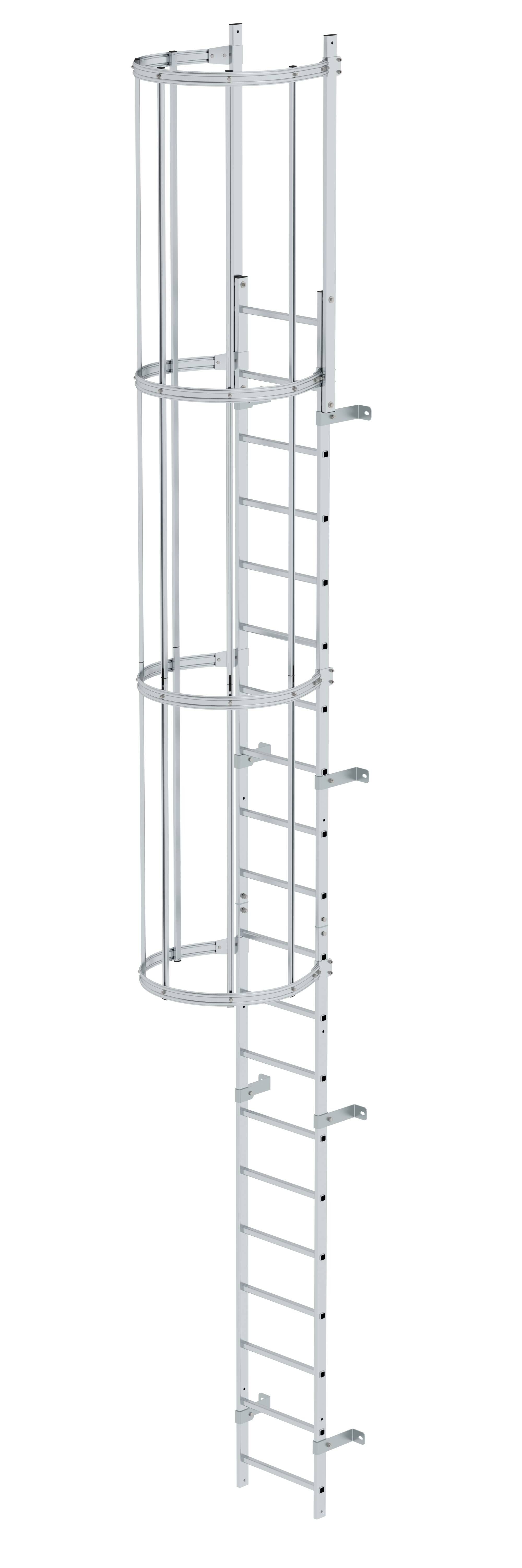 Einzügige Steigleiter mit Rückenschutz Aluminium blank 6,80m