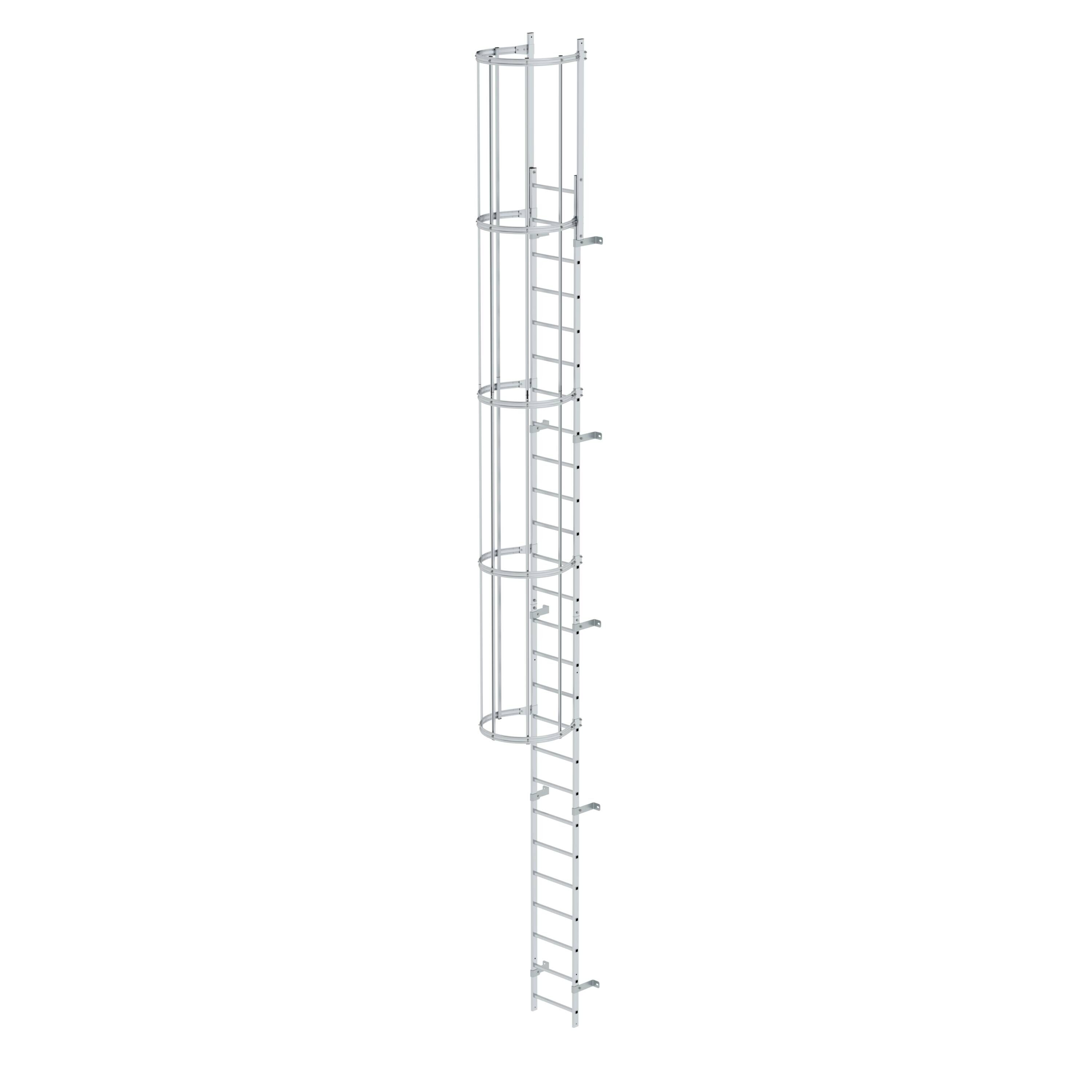 Einzügige Steigleiter mit Rückenschutz Aluminium blank 8,48m