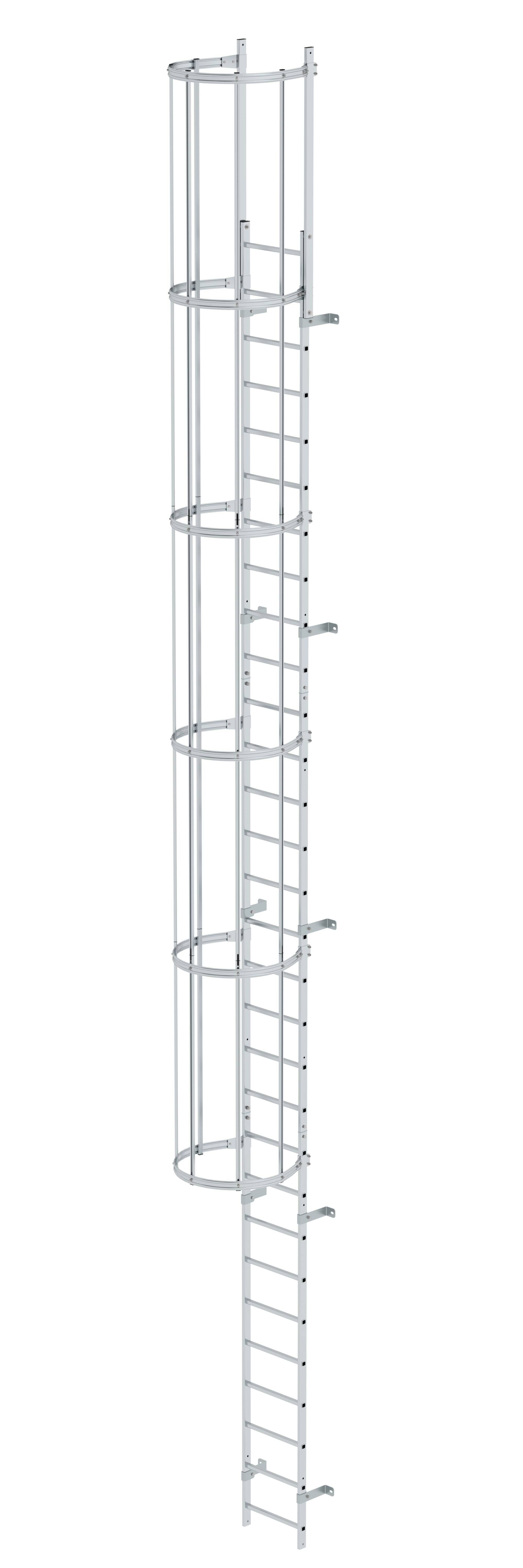 Einzügige Steigleiter mit Rückenschutz Aluminium blank 9,60m