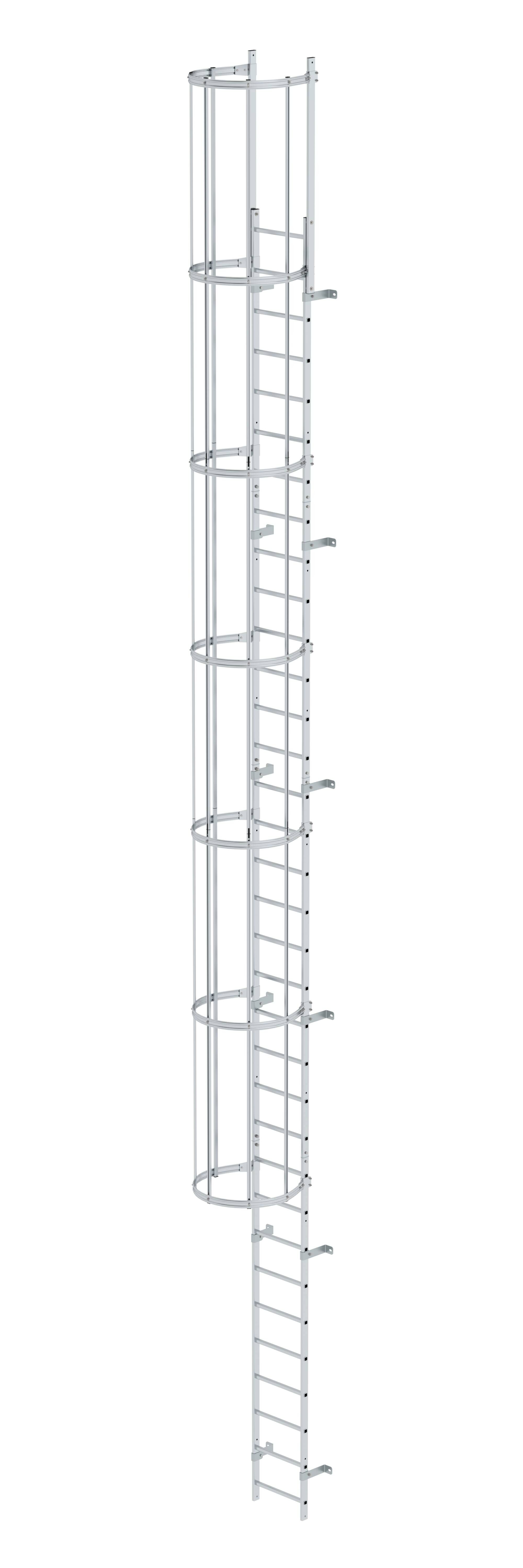 Einzügige Steigleiter mit Rückenschutz Aluminium blank 10,72m