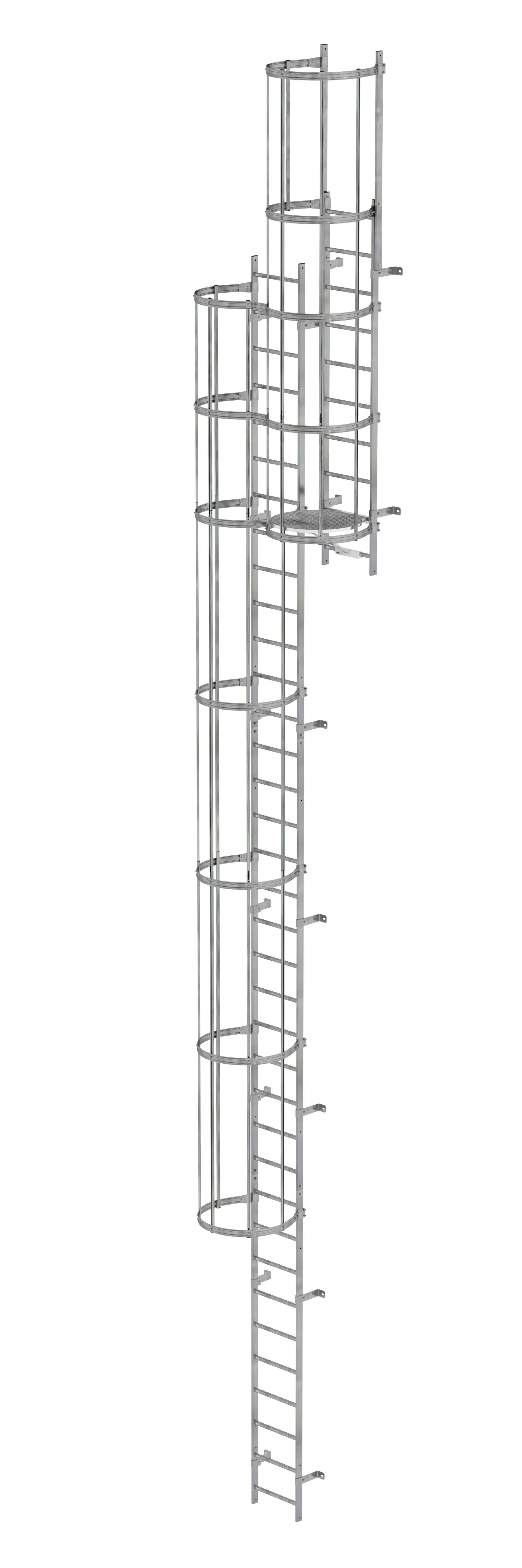 Mehrzügige Steigleiter mit Rückenschutz (Bau) Stahl verzinkt