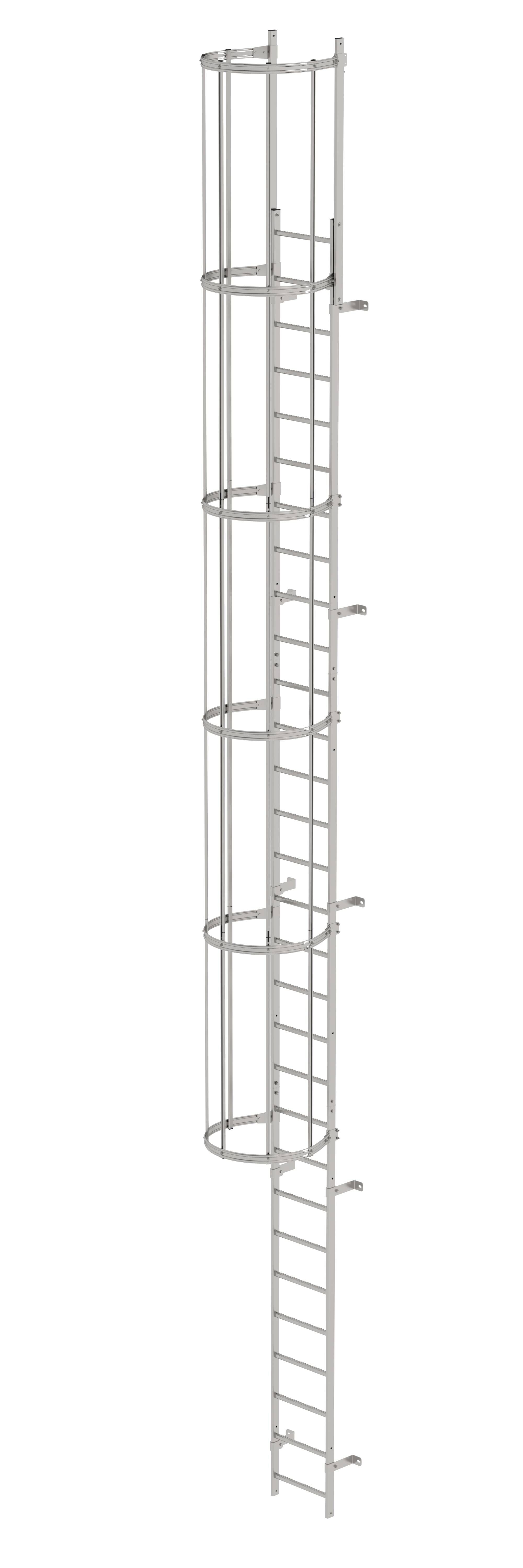 Einzügige Steigleiter mit Rückenschutz Edelstahl 9,60m