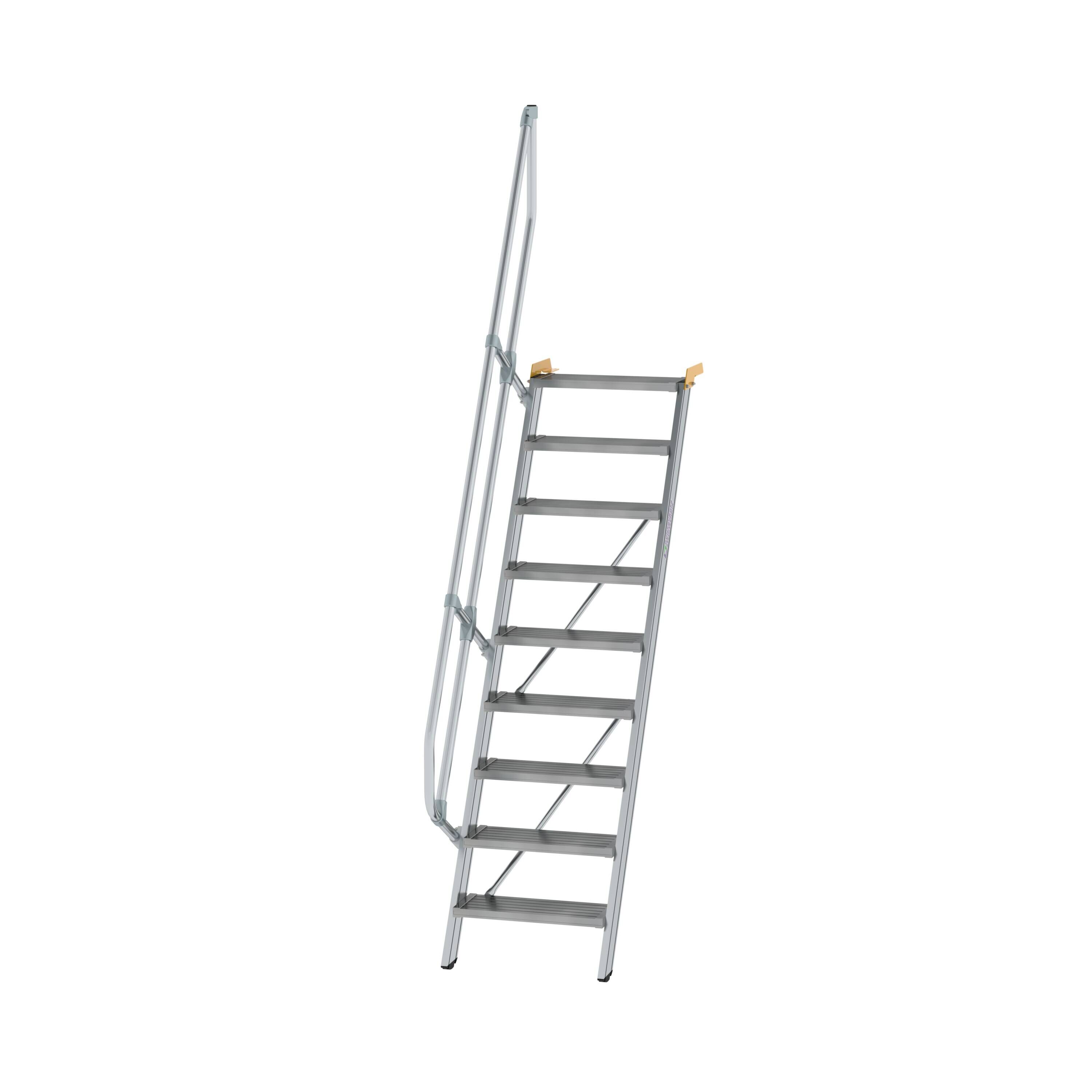 Treppe 60° Stufenbreite 600 mm 9 Stufen Aluminium geriffelt