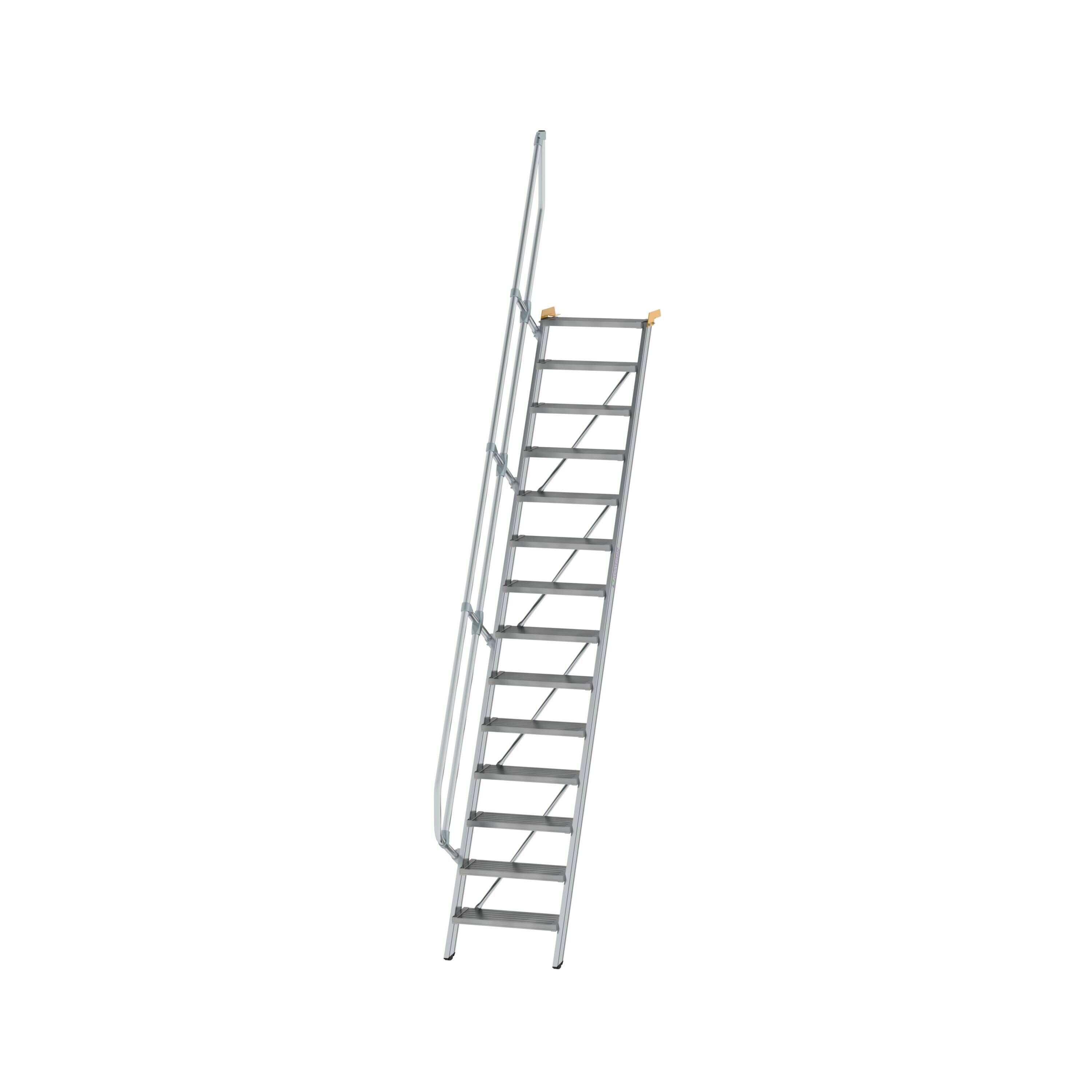 Treppe 60° Stufenbreite 600 mm 14 Stufen Aluminium geriffelt