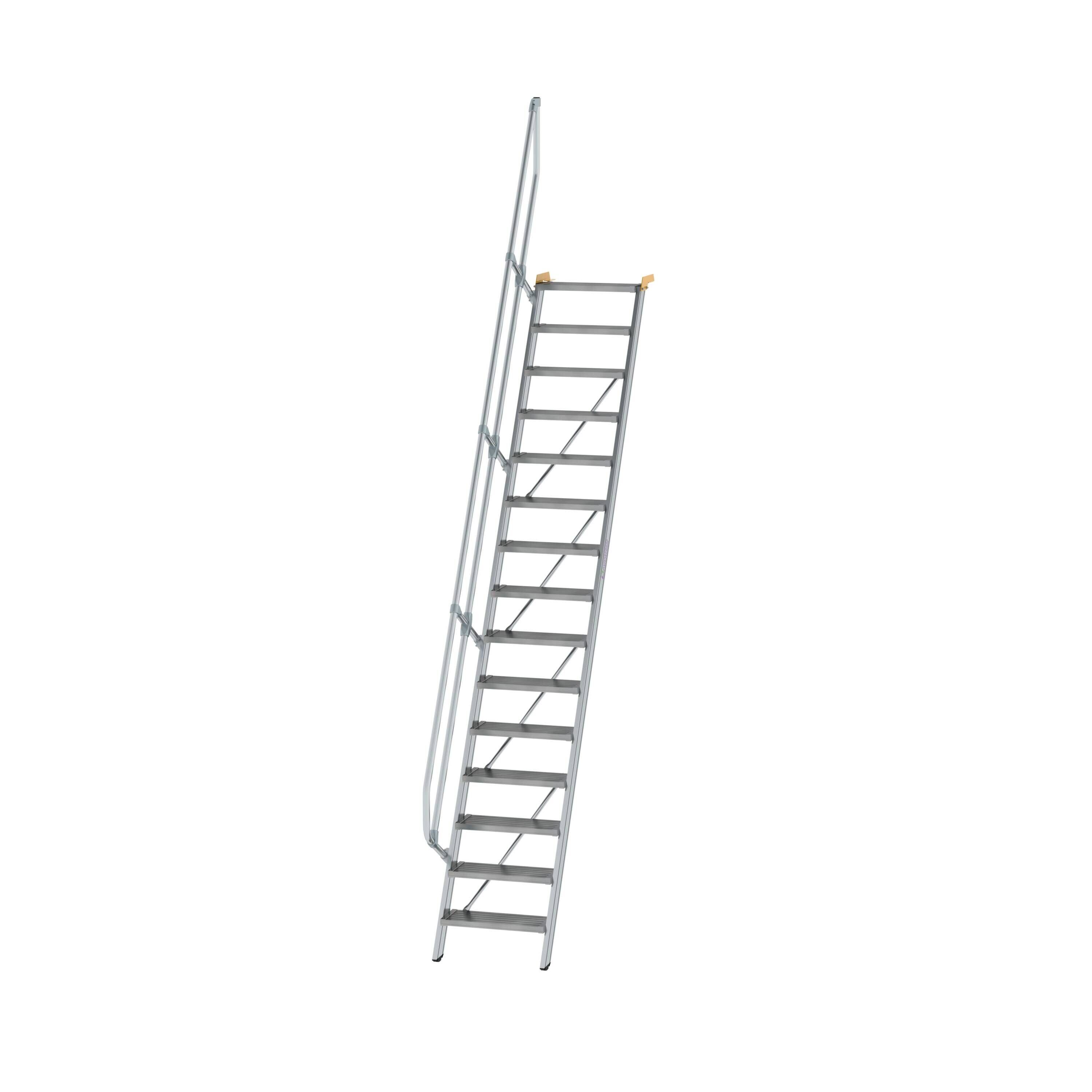 Treppe 60° Stufenbreite 600 mm 15 Stufen Aluminium geriffelt