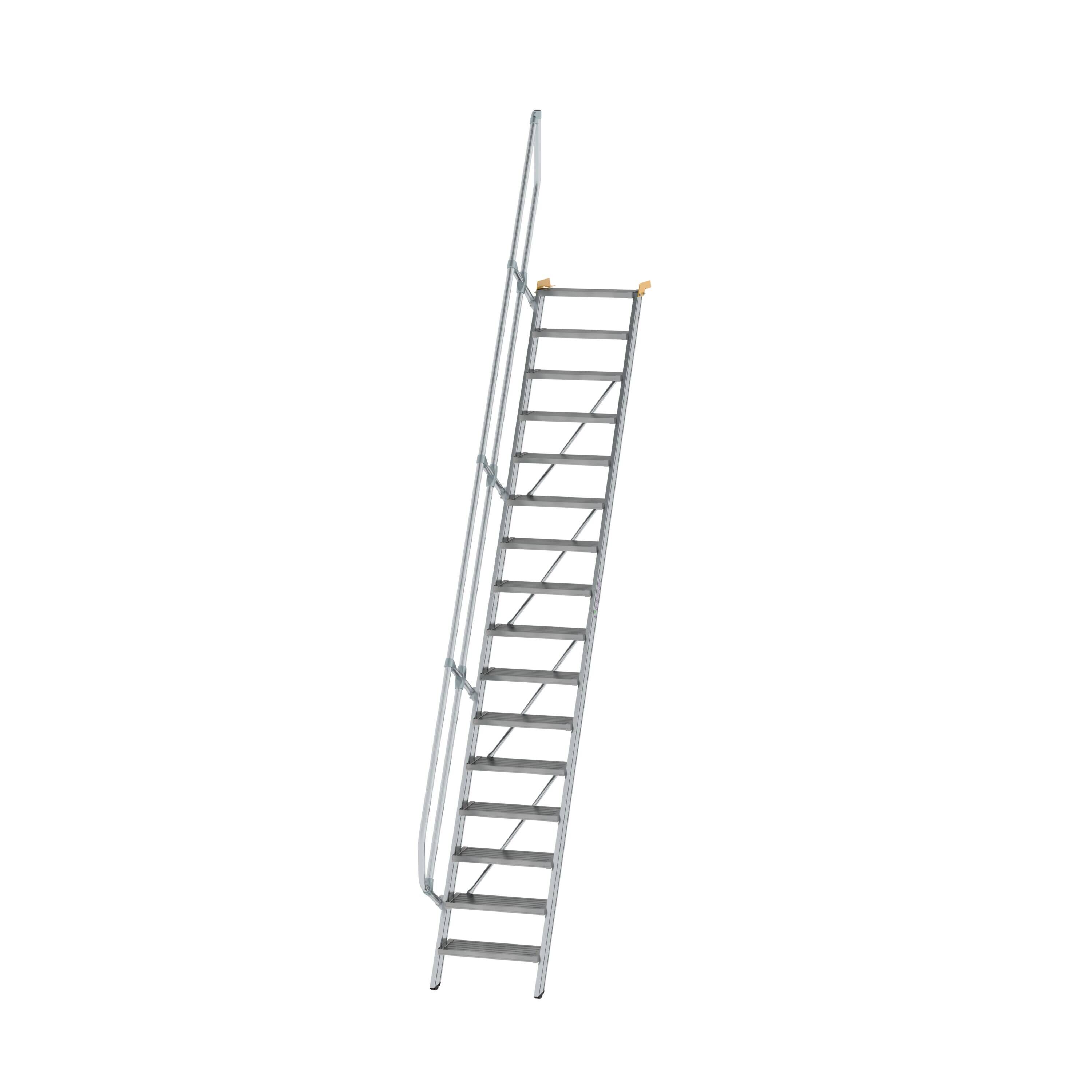 Treppe 60° Stufenbreite 600 mm 16 Stufen Aluminium geriffelt
