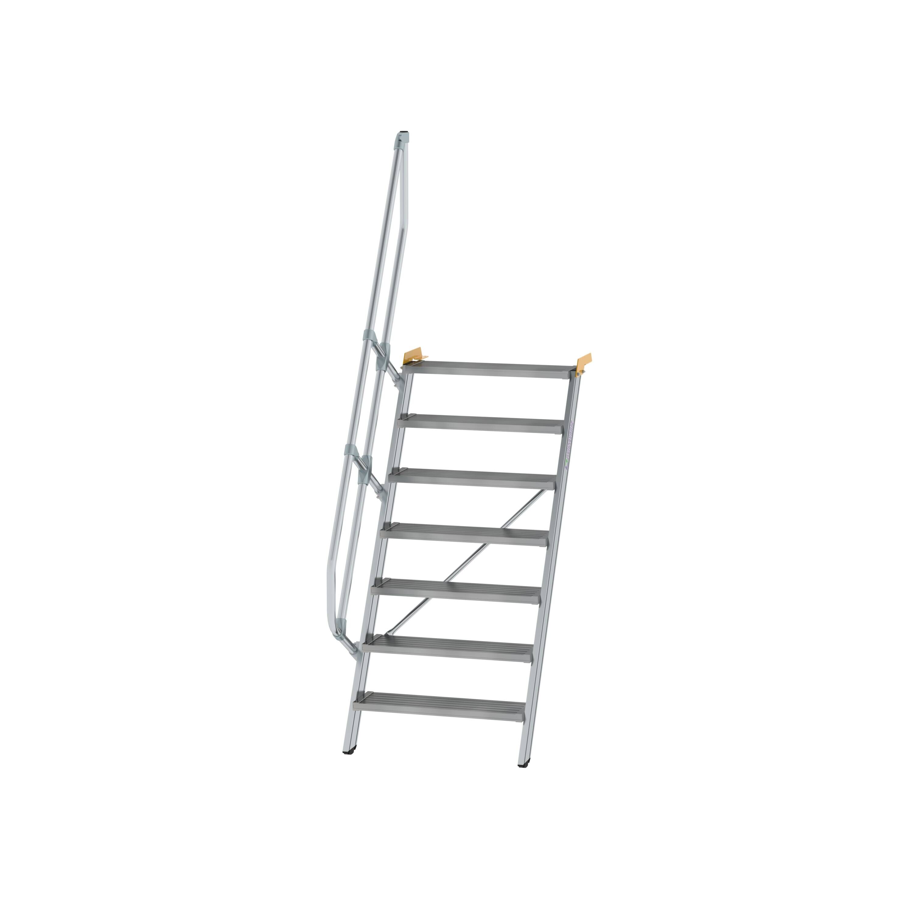 Treppe 60° Stufenbreite 800 mm 7 Stufen Aluminium geriffelt