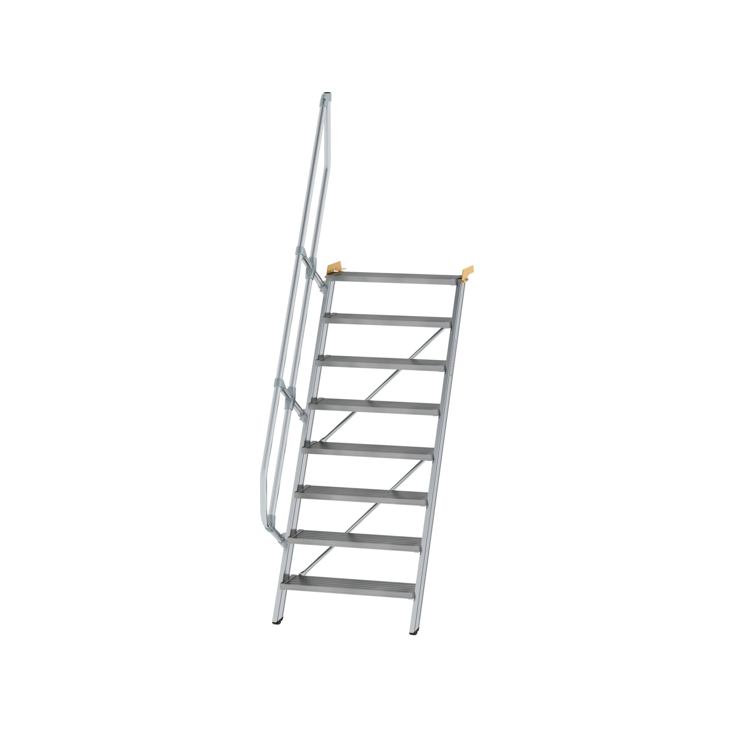 Treppe 60° Stufenbreite 800 mm 8 Stufen Aluminium geriffelt