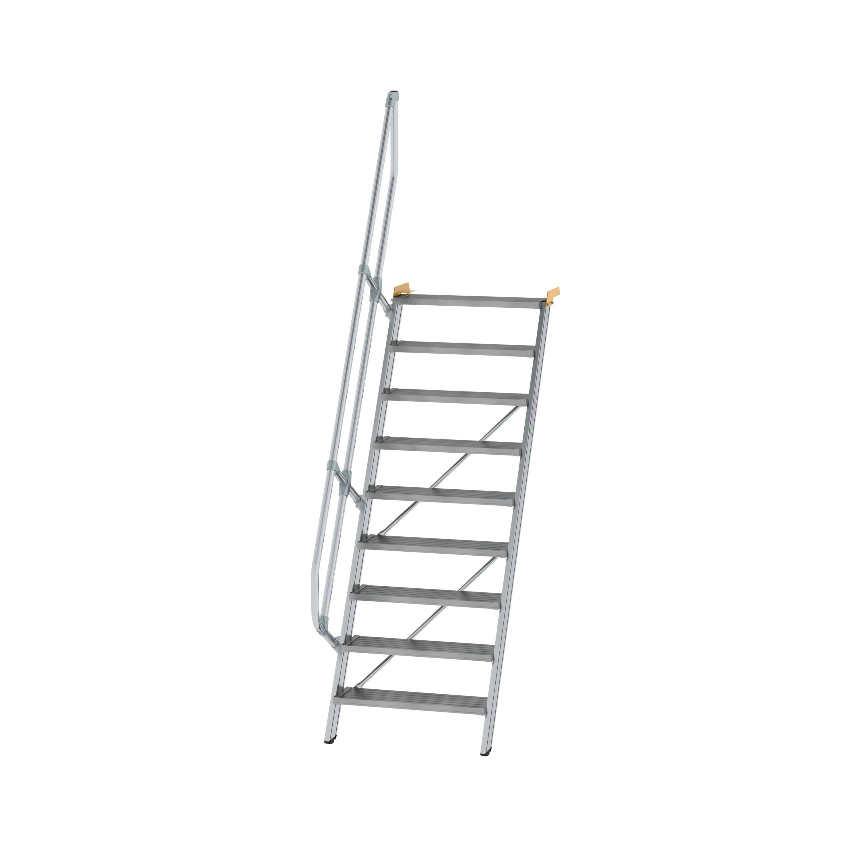 Treppe 60° Stufenbreite 800 mm 9 Stufen Aluminium geriffelt