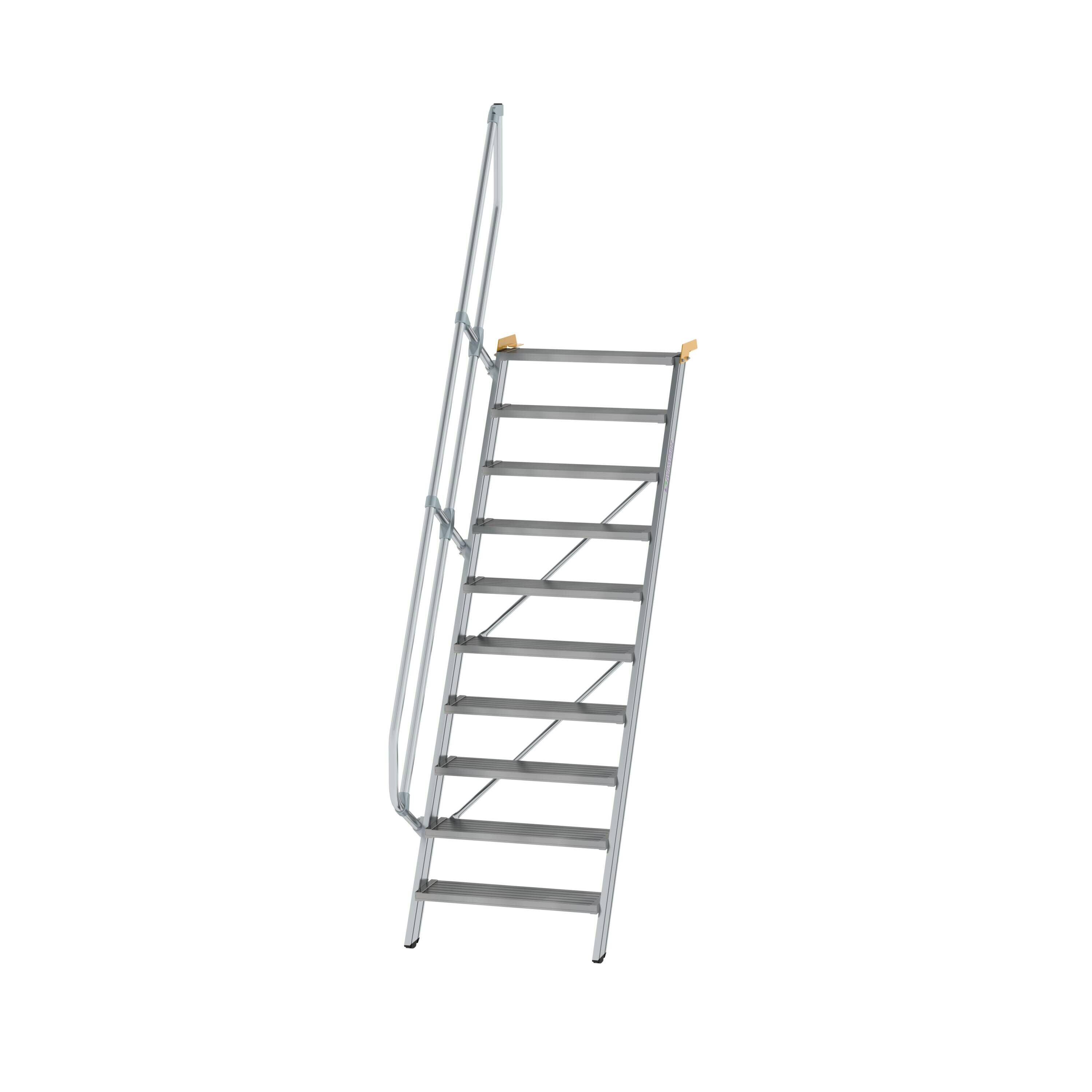 Treppe 60° Stufenbreite 800 mm 10 Stufen Aluminium geriffelt