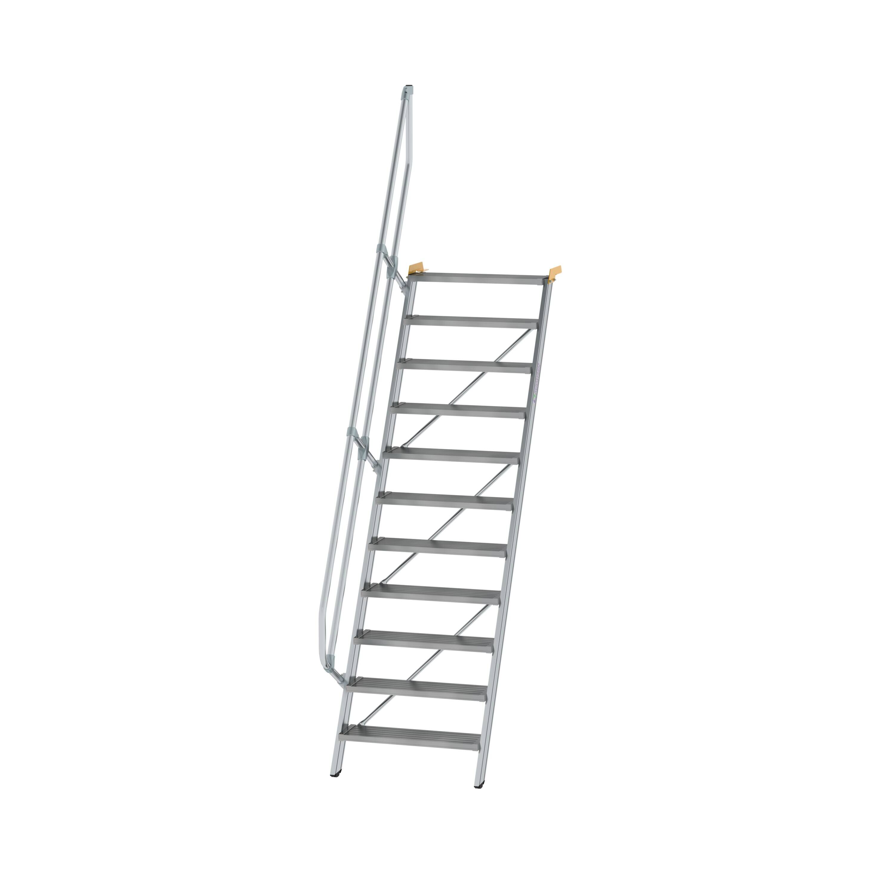 Treppe 60° Stufenbreite 800 mm 11 Stufen Aluminium geriffelt