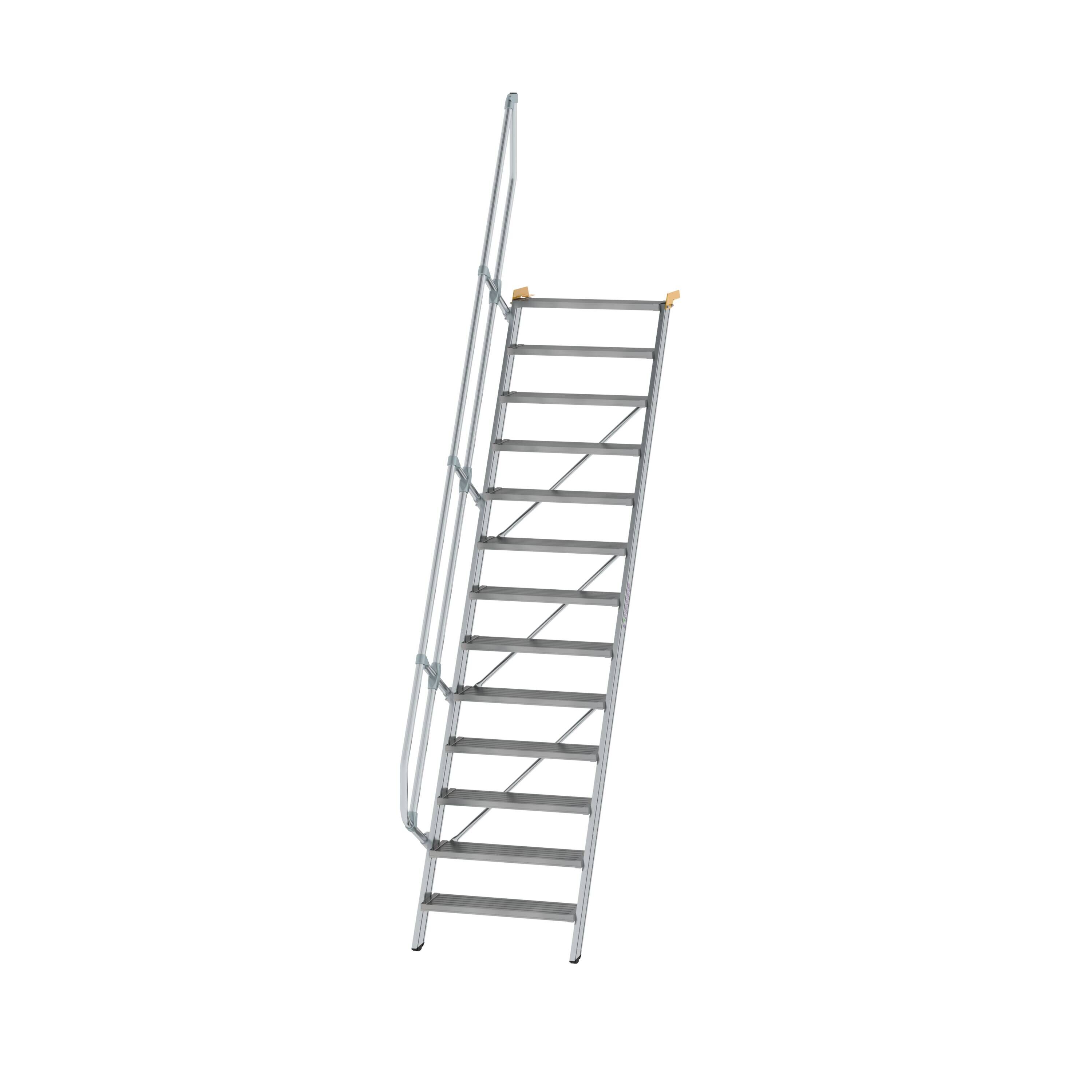 Treppe 60° Stufenbreite 800 mm 13 Stufen Aluminium geriffelt
