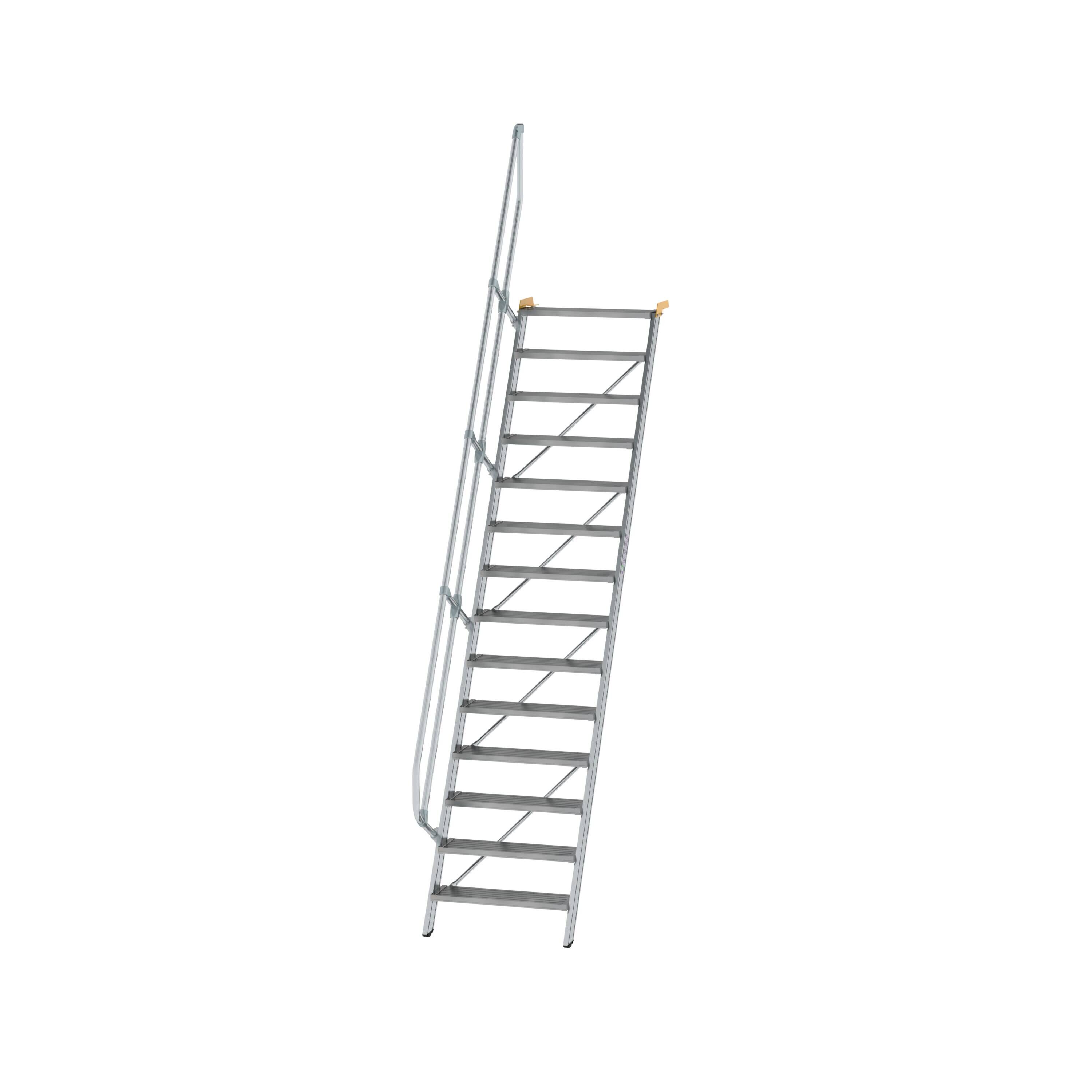 Treppe 60° Stufenbreite 800 mm 14 Stufen Aluminium geriffelt