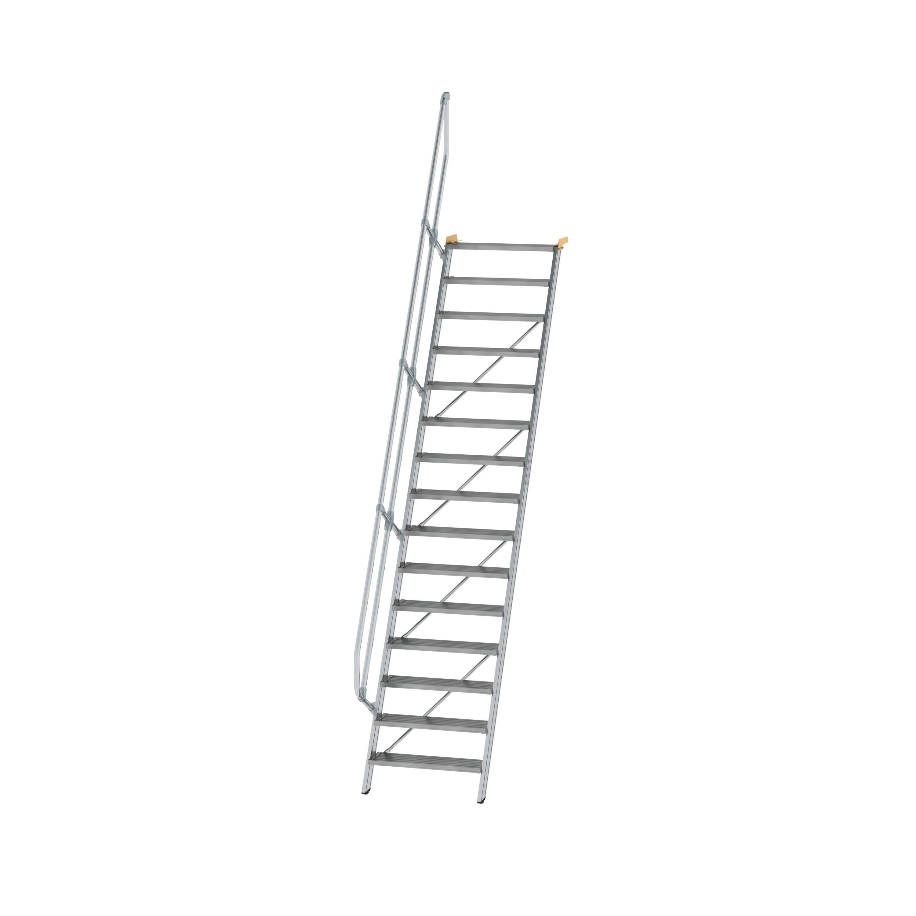 Treppe 60° Stufenbreite 800 mm 15 Stufen Aluminium geriffelt