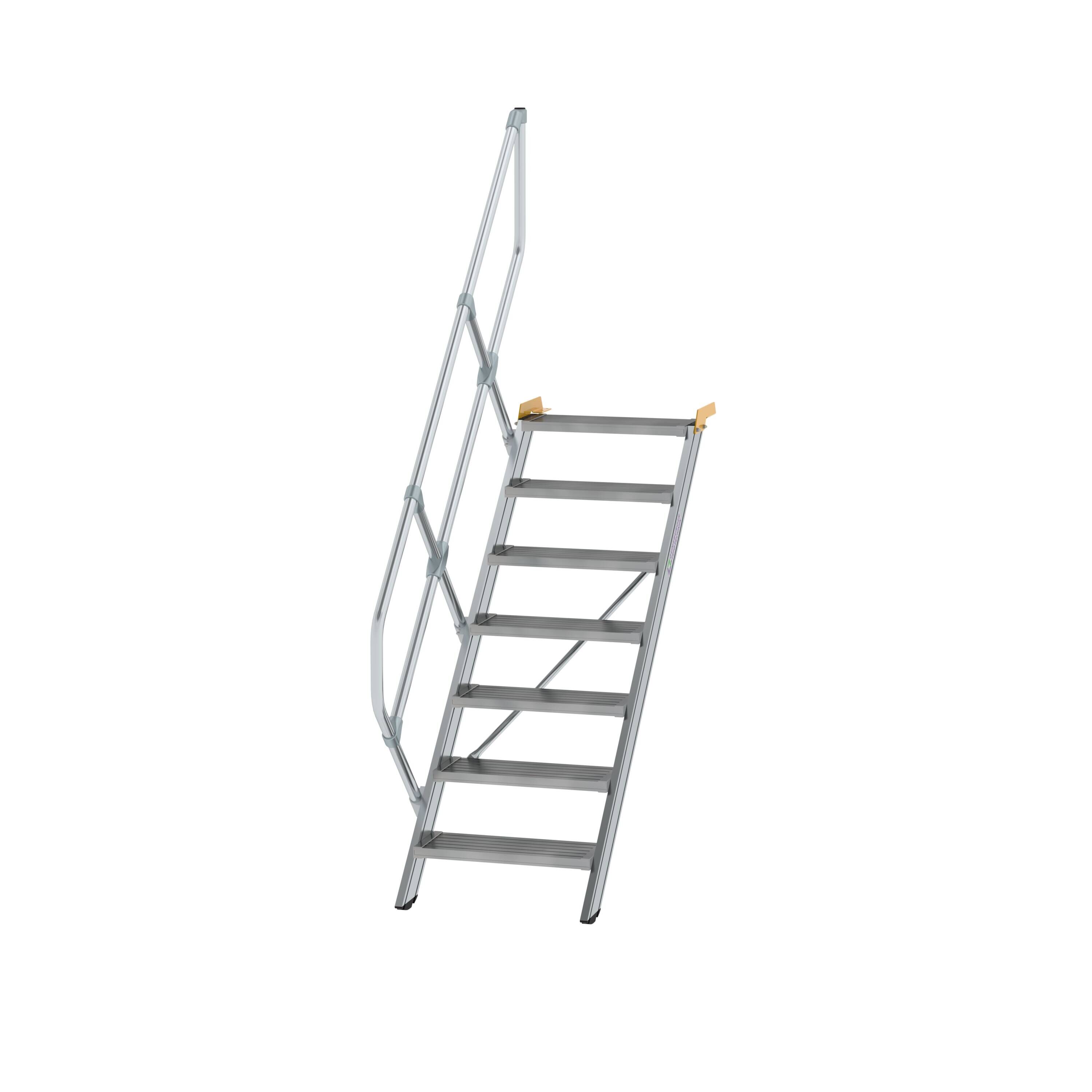 Treppe 45° Stufenbreite 600 mm 7 Stufen Aluminium geriffelt