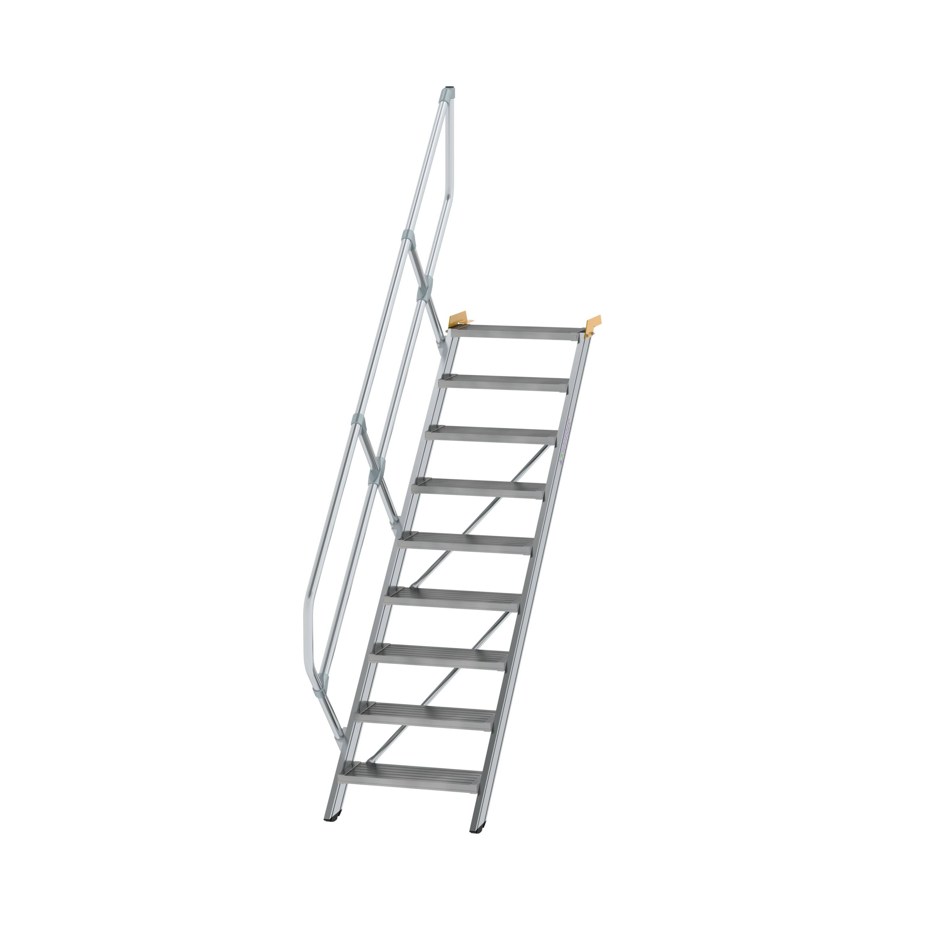 Treppe 45° Stufenbreite 600 mm 9 Stufen Aluminium geriffelt