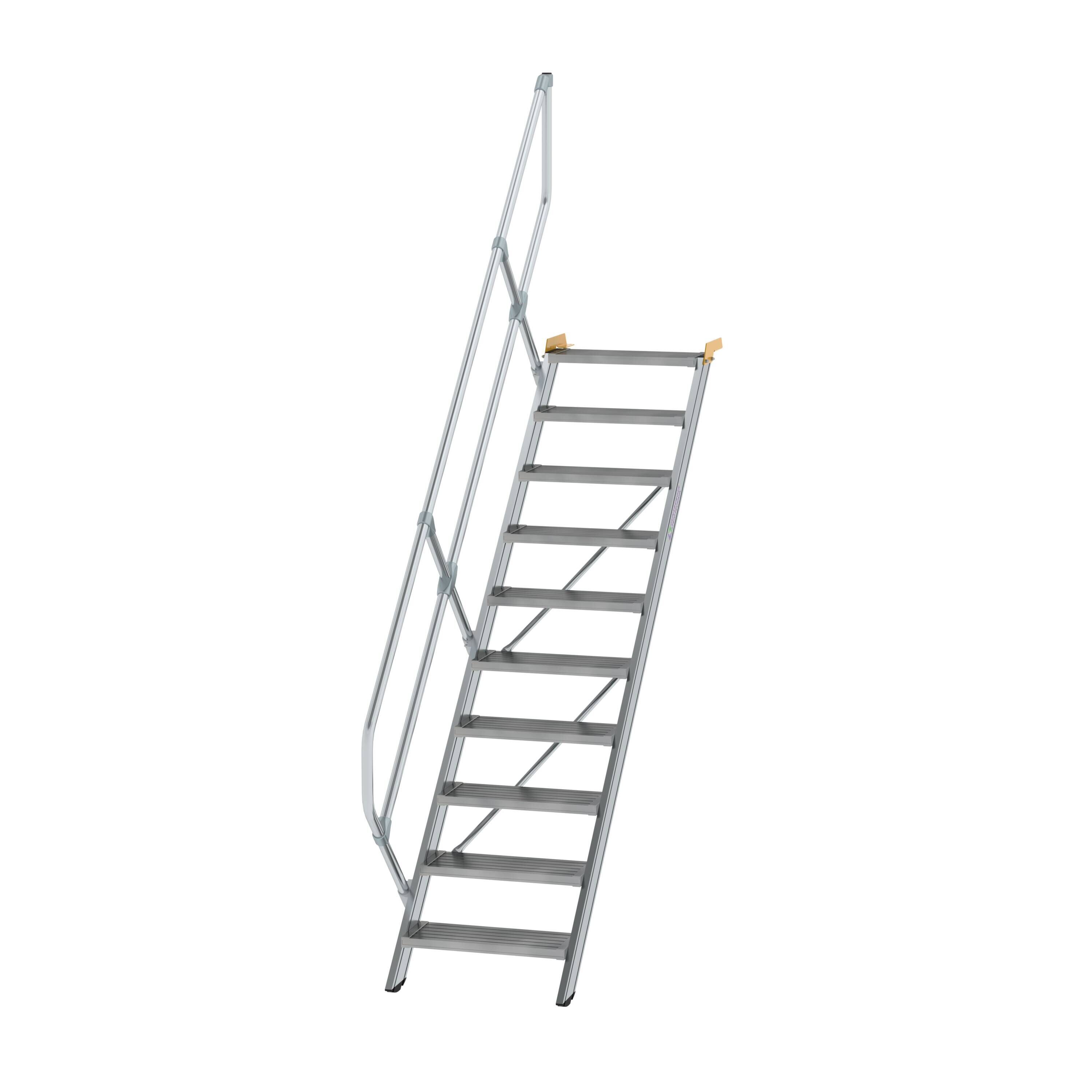 Treppe 45° Stufenbreite 600 mm 10 Stufen Aluminium geriffelt