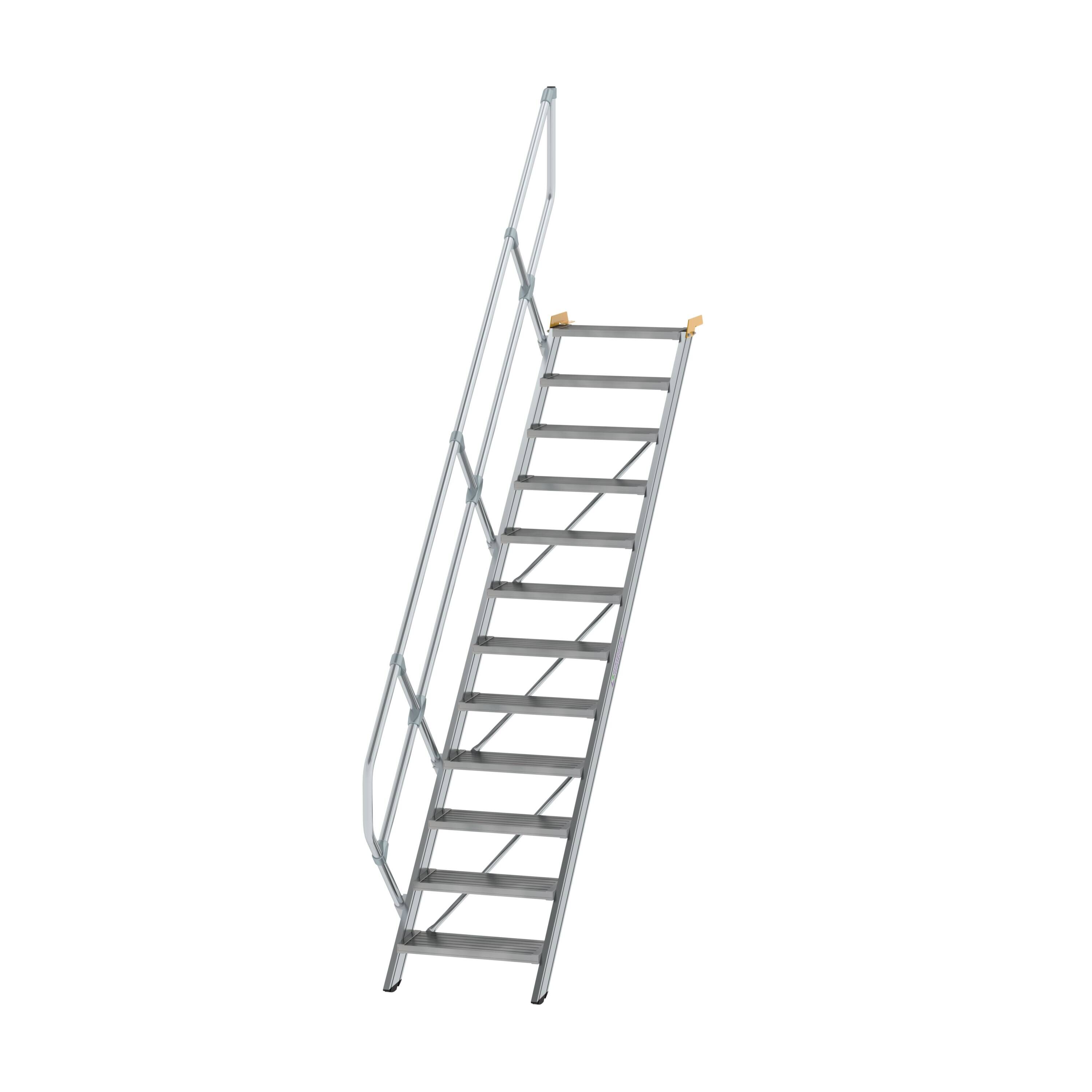 Treppe 45° Stufenbreite 600 mm 12 Stufen Aluminium geriffelt