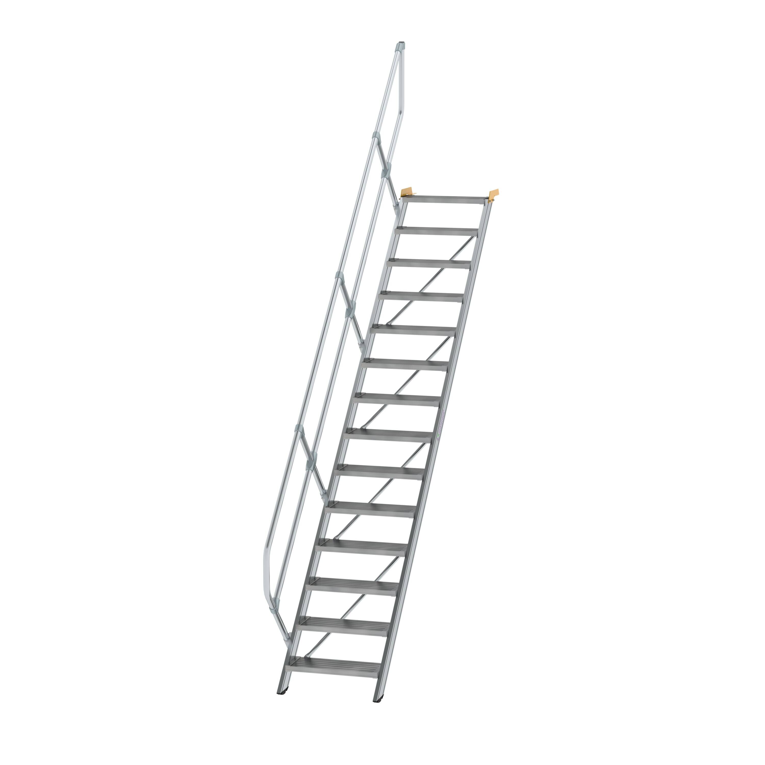 Treppe 45° Stufenbreite 600 mm 14 Stufen Aluminium geriffelt