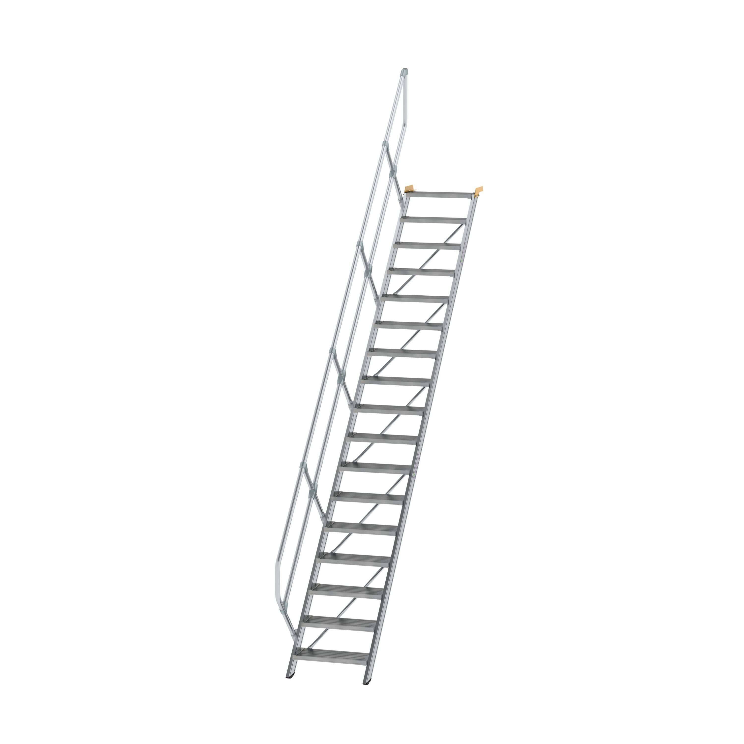 Treppe 45° Stufenbreite 600 mm 17 Stufen Aluminium geriffelt