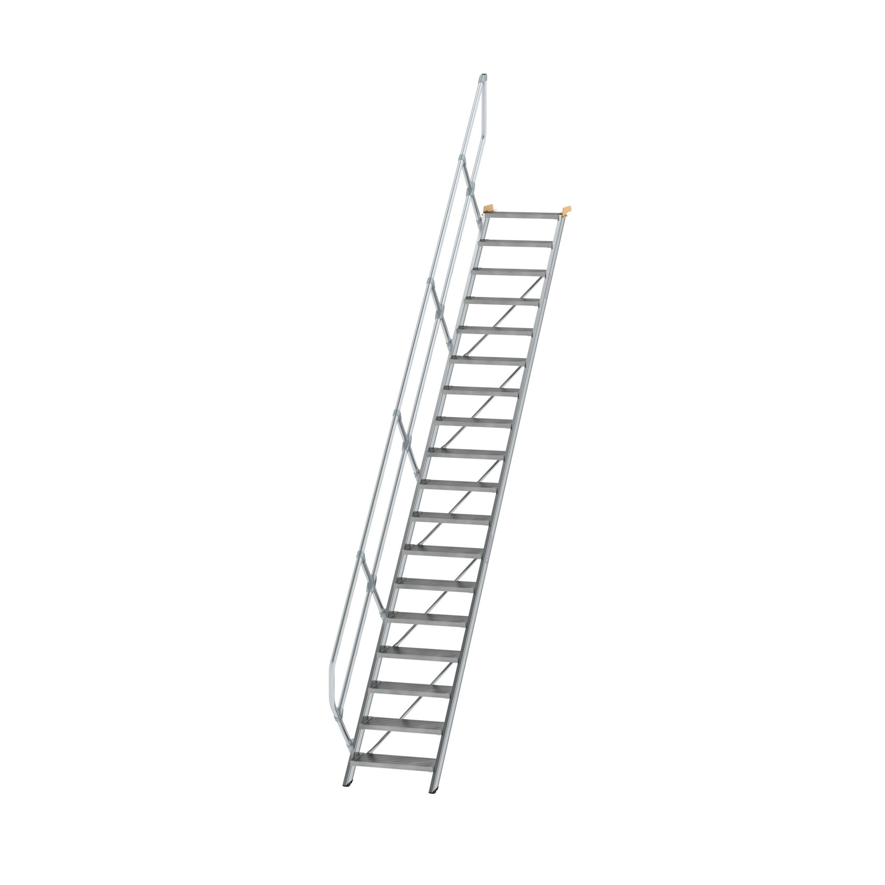 Treppe 45° Stufenbreite 600 mm 18 Stufen Aluminium geriffelt