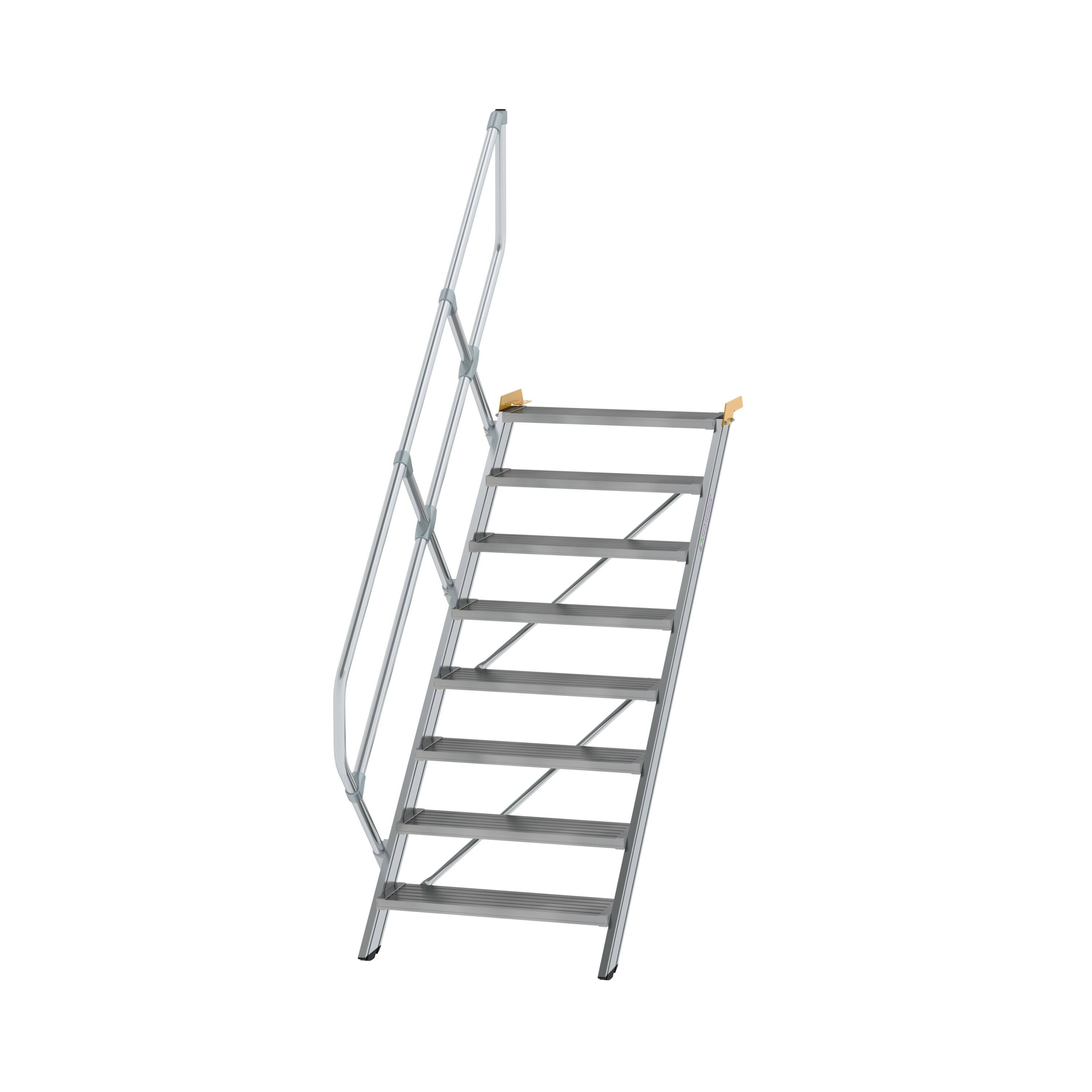 Treppe 45° Stufenbreite 800 mm 8 Stufen Aluminium geriffelt