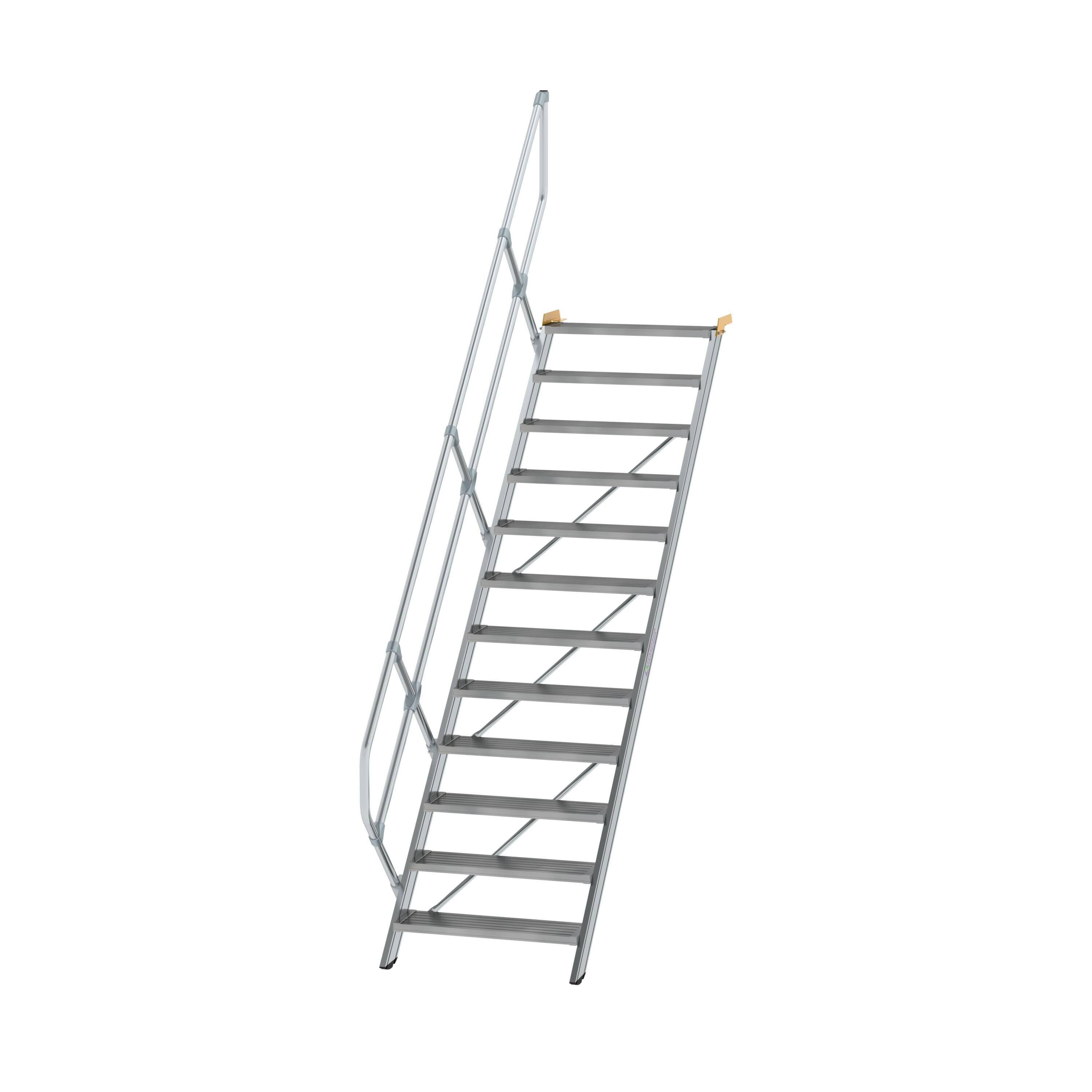 Treppe 45° Stufenbreite 800 mm 12 Stufen Aluminium geriffelt