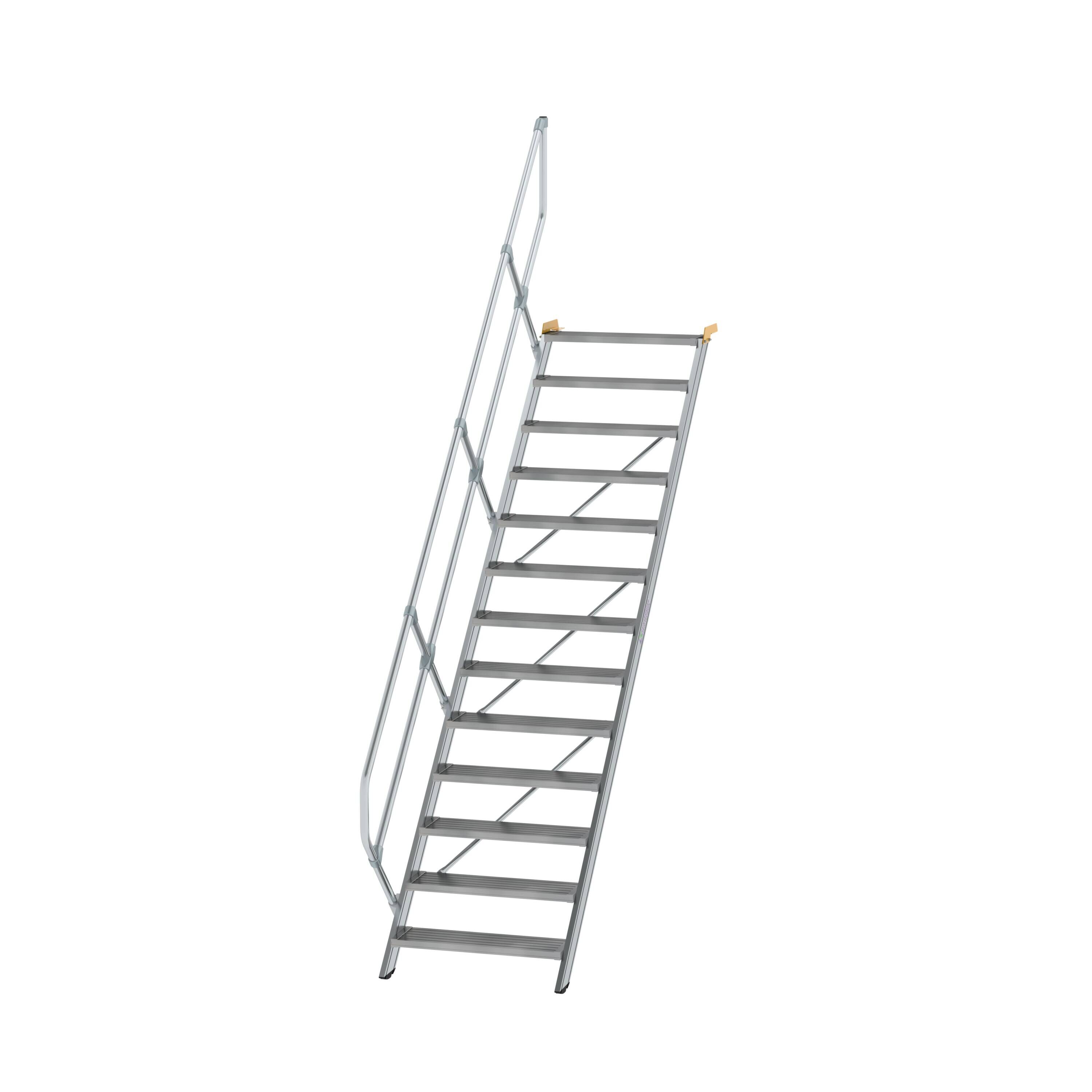 Treppe 45° Stufenbreite 800 mm 13 Stufen Aluminium geriffelt