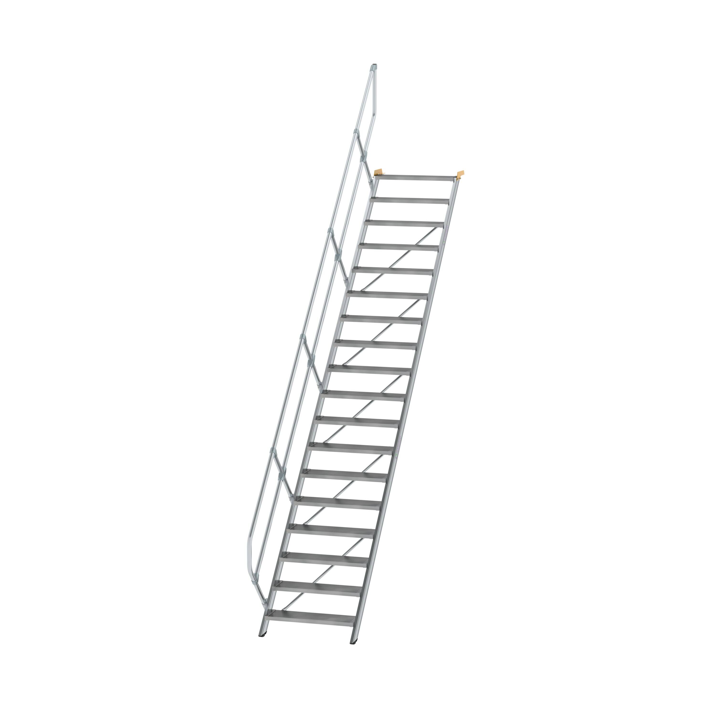 Treppe 45° Stufenbreite 800 mm 18 Stufen Aluminium geriffelt