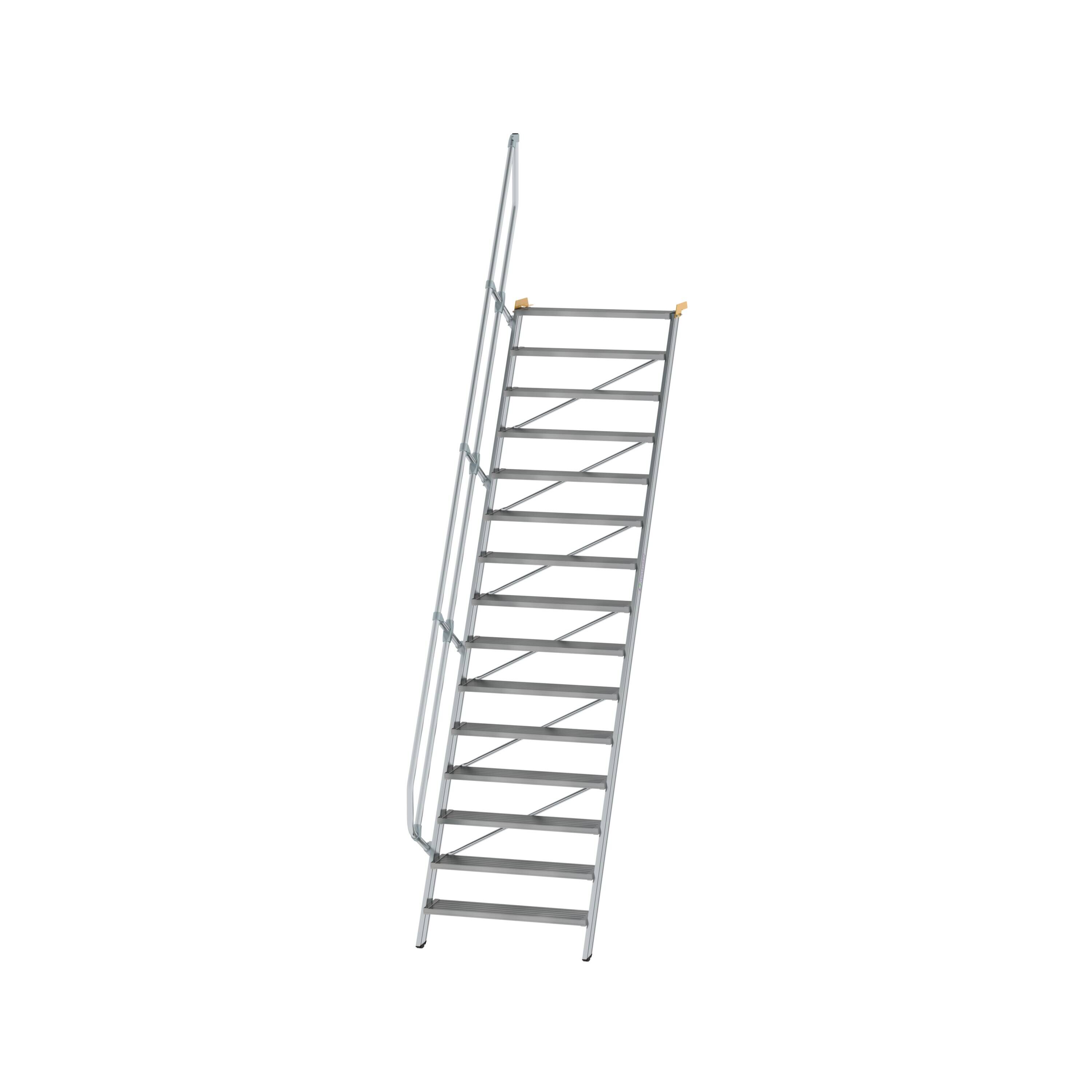 Treppe 60° Stufenbreite 1000 mm 15 Stufen Aluminium geriffelt